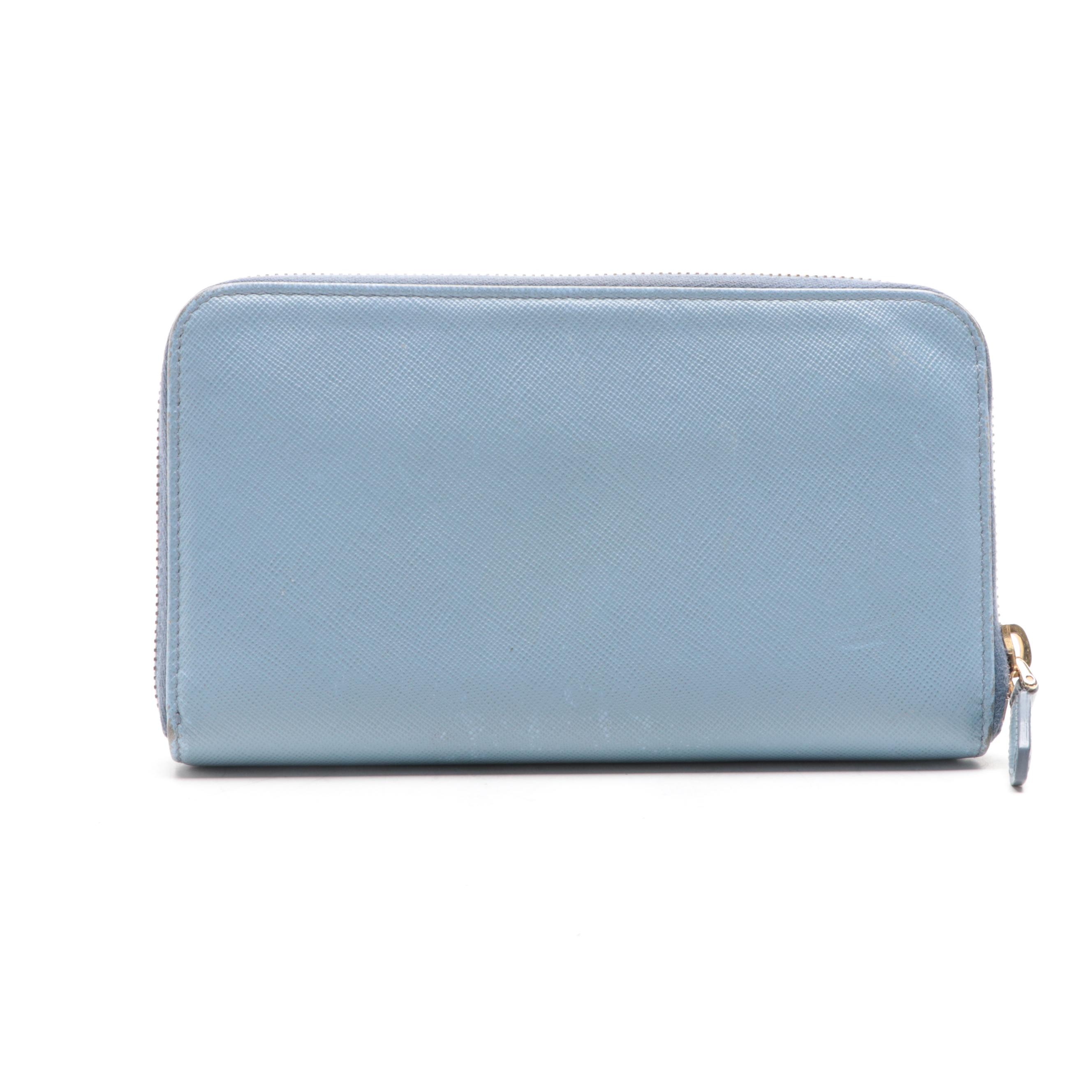 Prada Zip Around Continental Wallet in Saffiano Leather