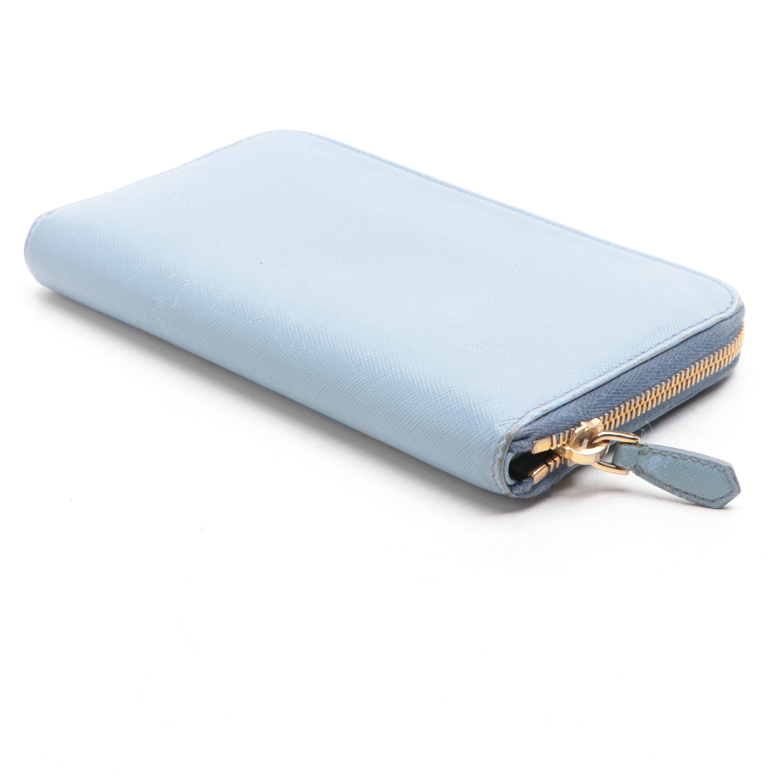 Prada Zip Around Continental Wallet in Saffiano Leather