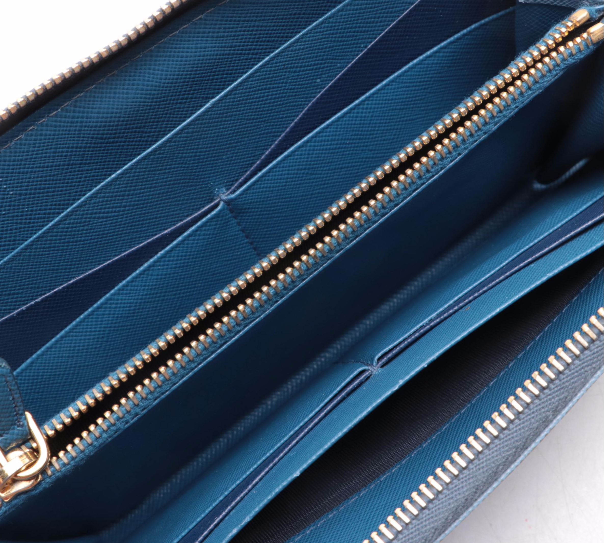 Prada Zip Around Continental Wallet in Saffiano Leather