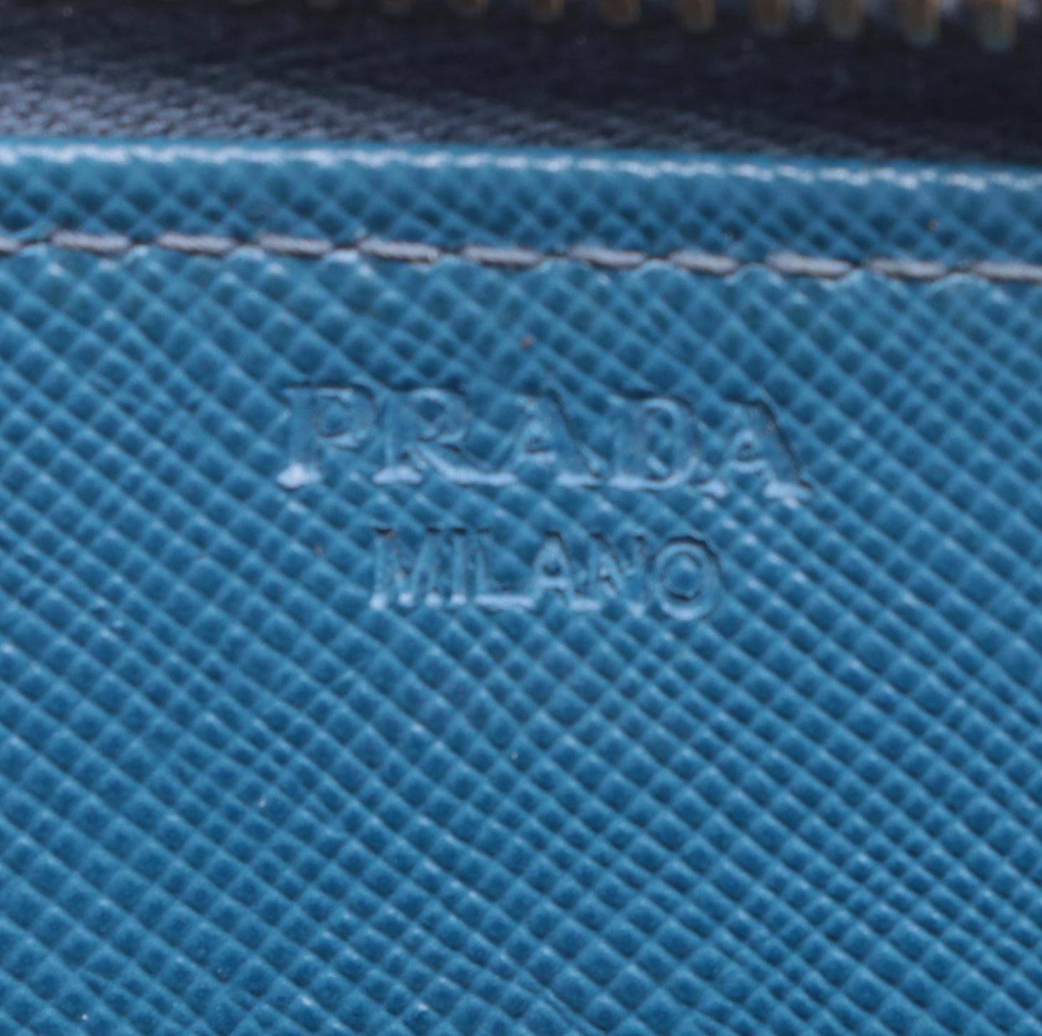 Prada Zip Around Continental Wallet in Saffiano Leather