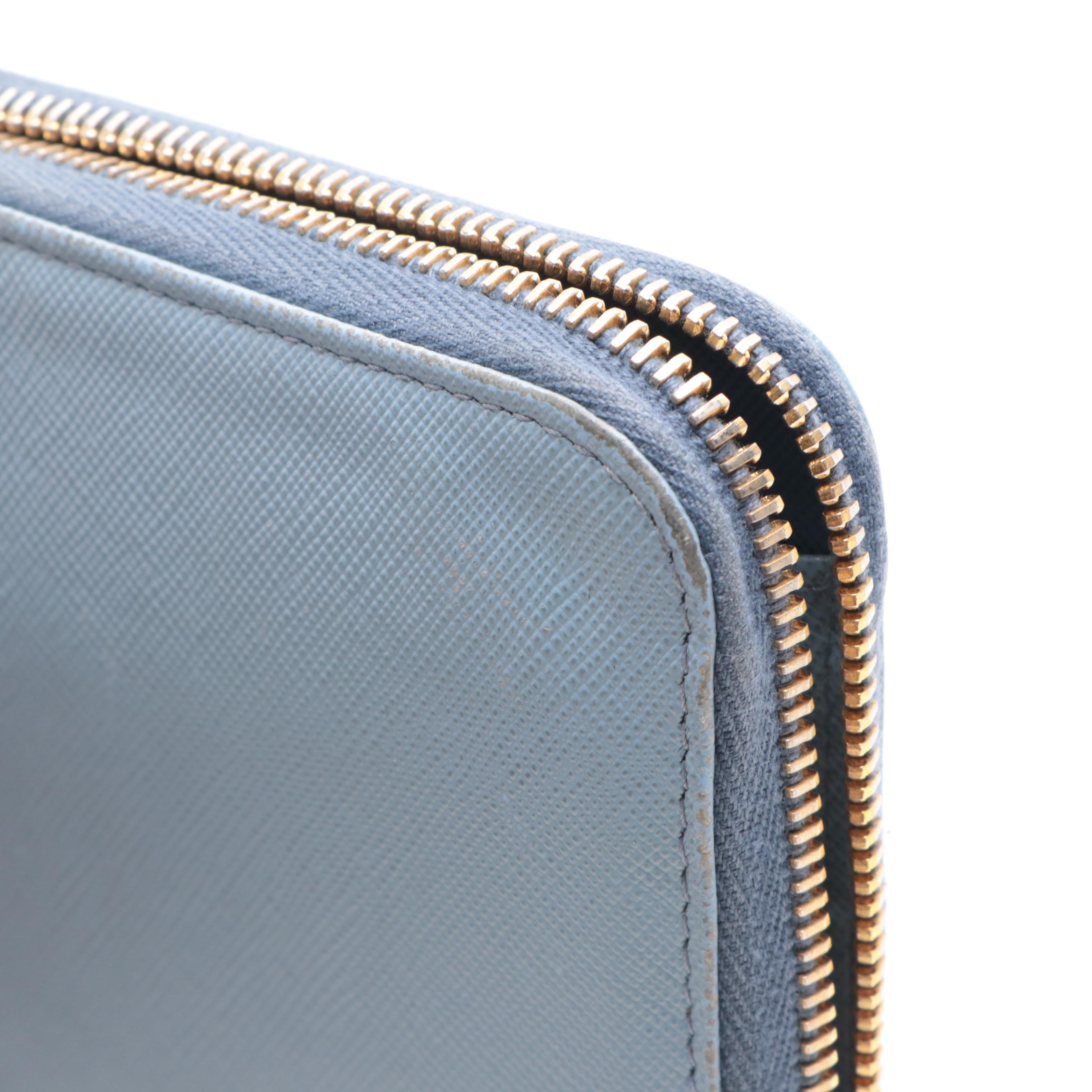 Prada Zip Around Continental Wallet in Saffiano Leather