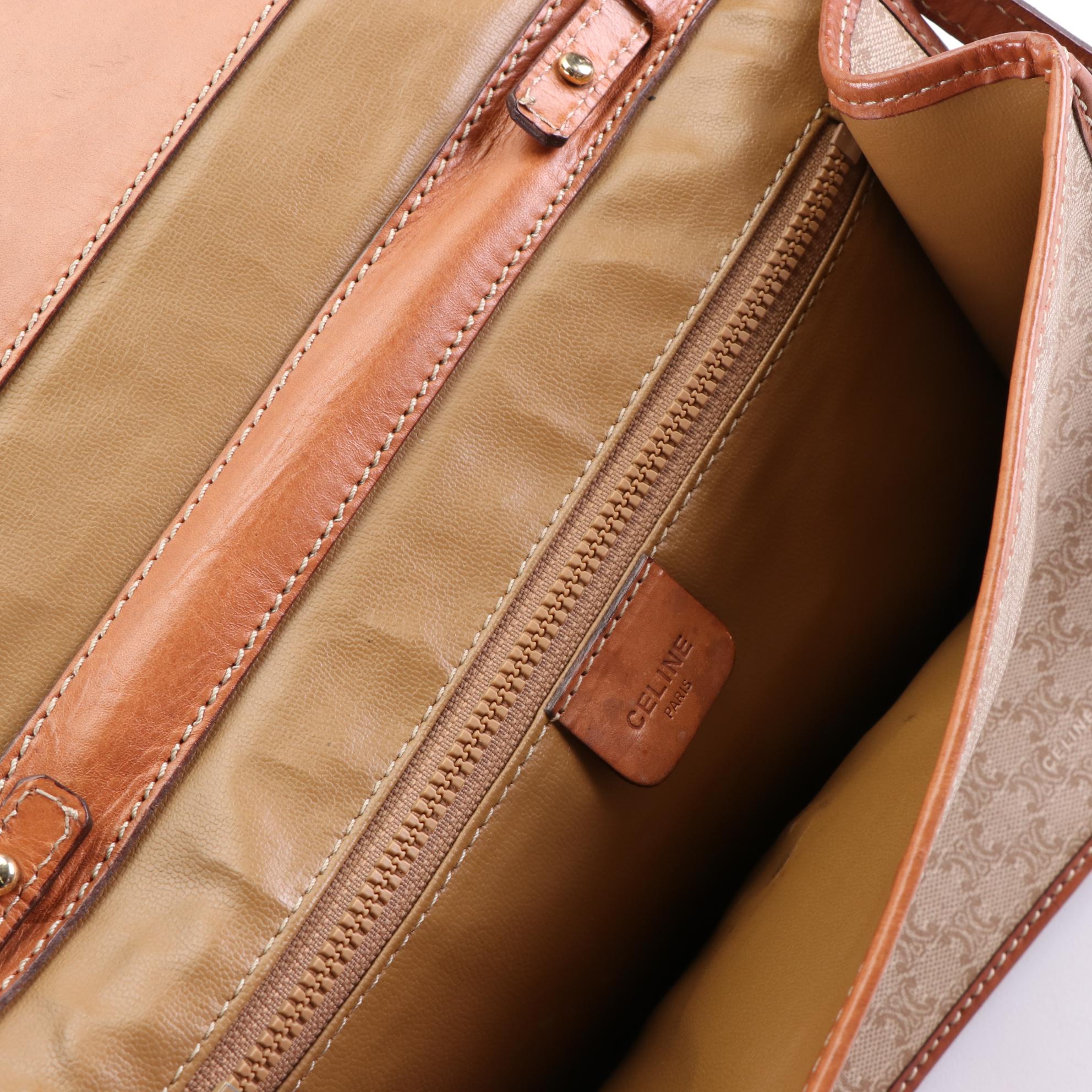 Celine Envelope Crossbody Bag in Macadam Canvas with Leather Trim