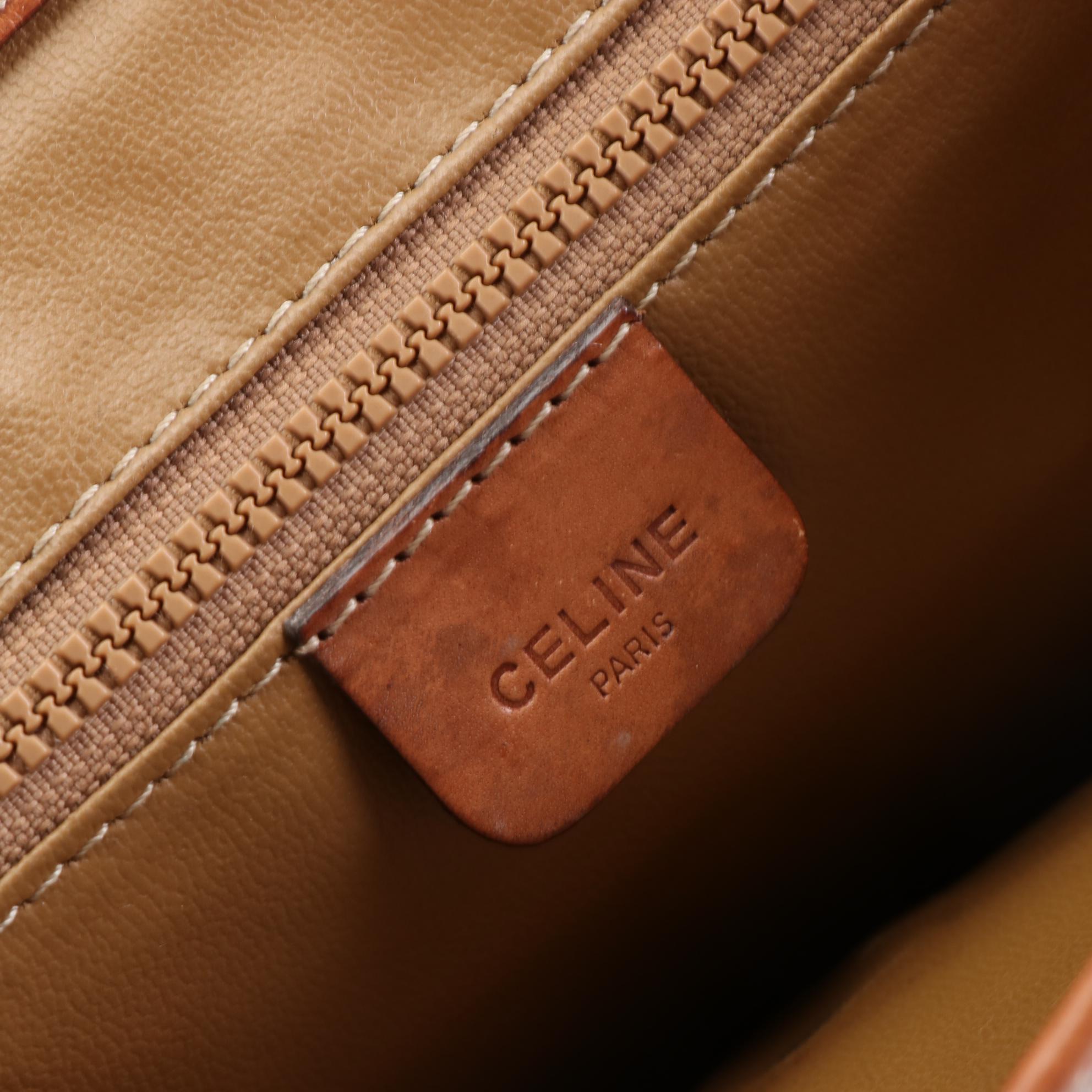 Celine Envelope Crossbody Bag in Macadam Canvas with Leather Trim