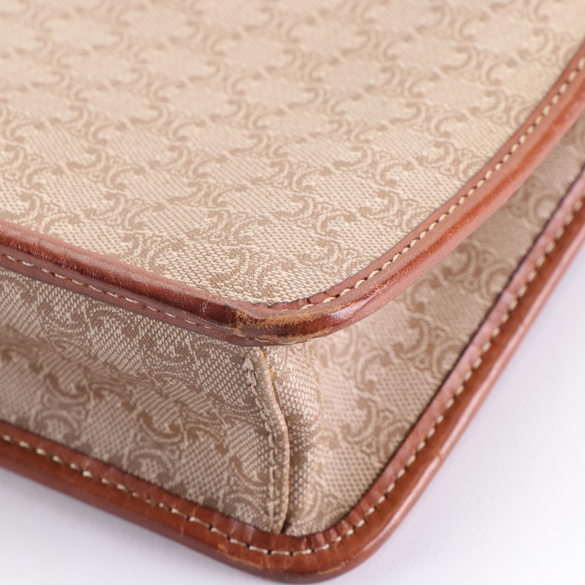 Celine Envelope Crossbody Bag in Macadam Canvas with Leather Trim