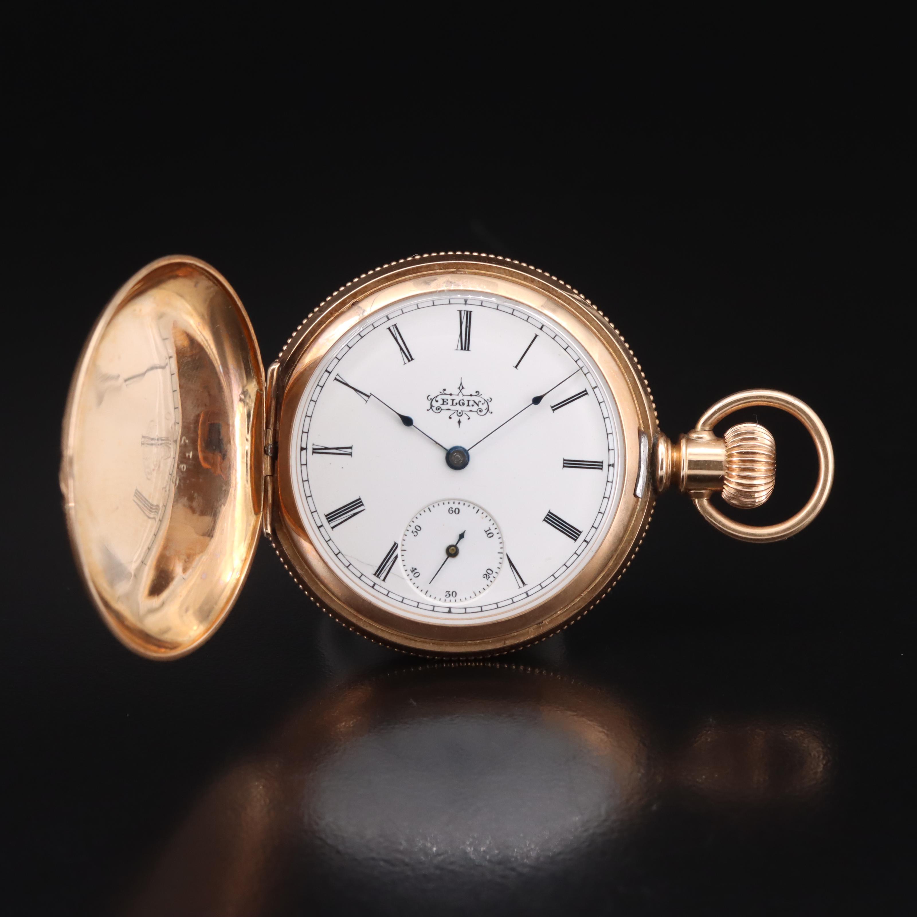 1892 14K Elgin Hunter Case Pocket Watch