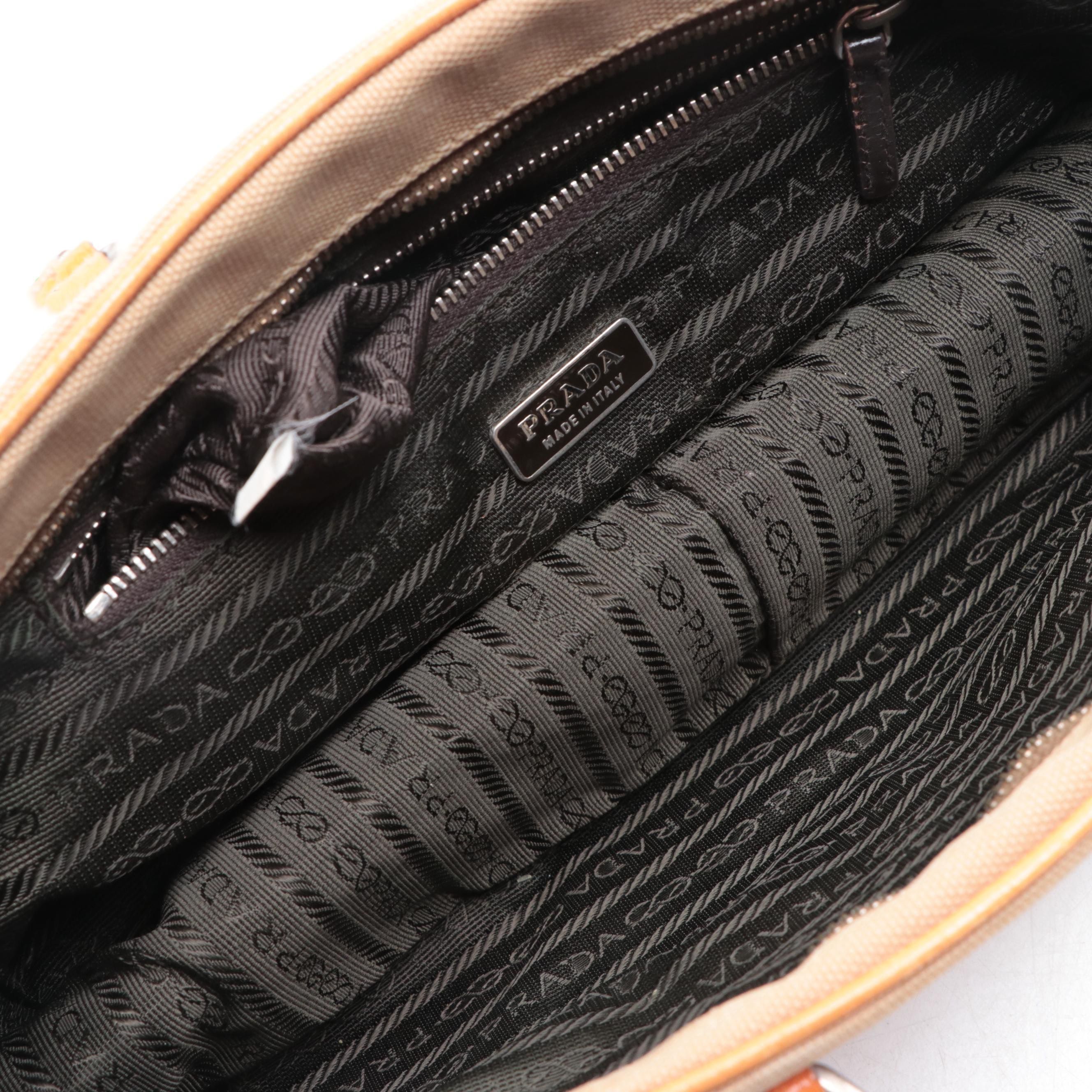 Prada Bowler Bag Small in Canvas and Cinghiale Leather