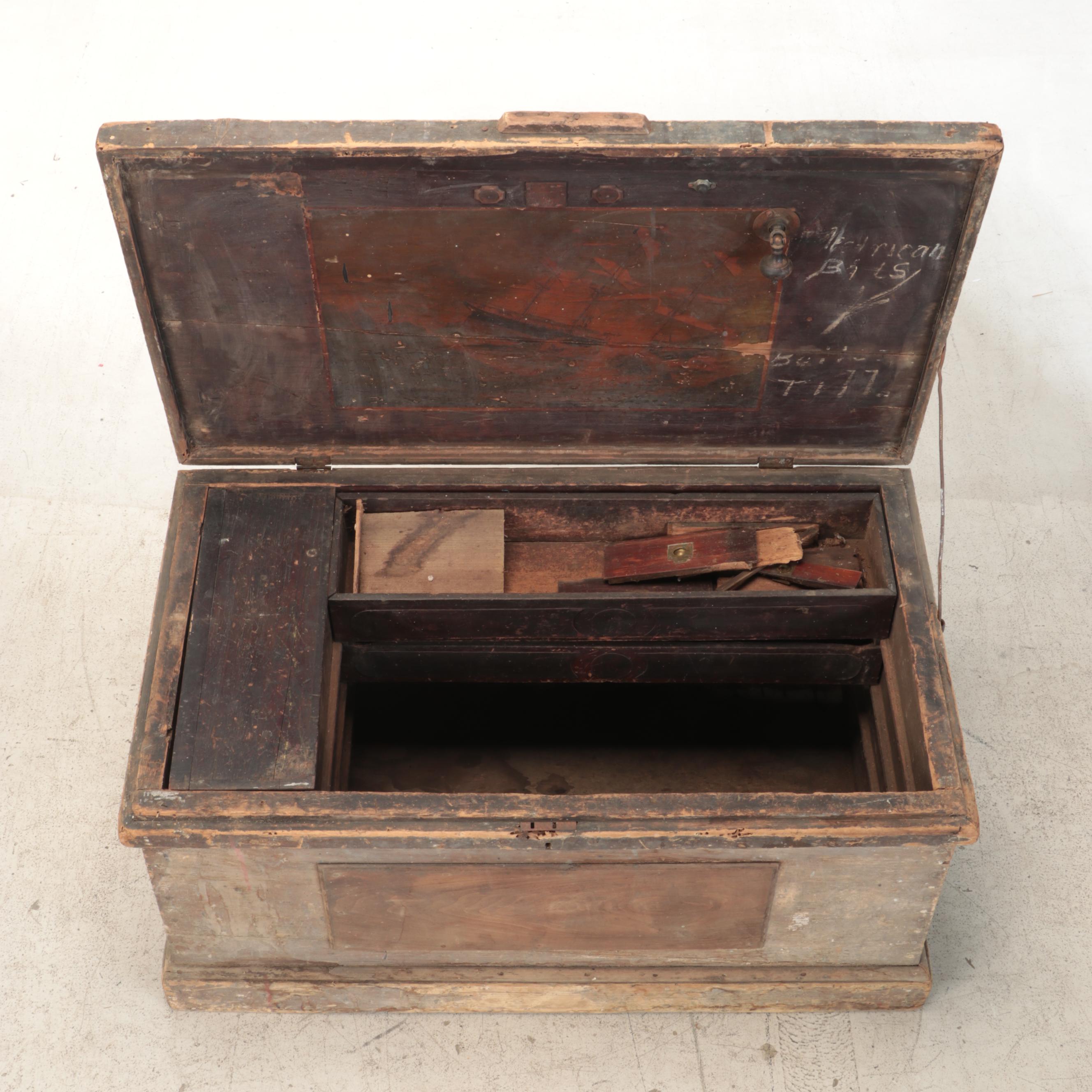 Victorian Pine Carpenter's Chest, 19th Century