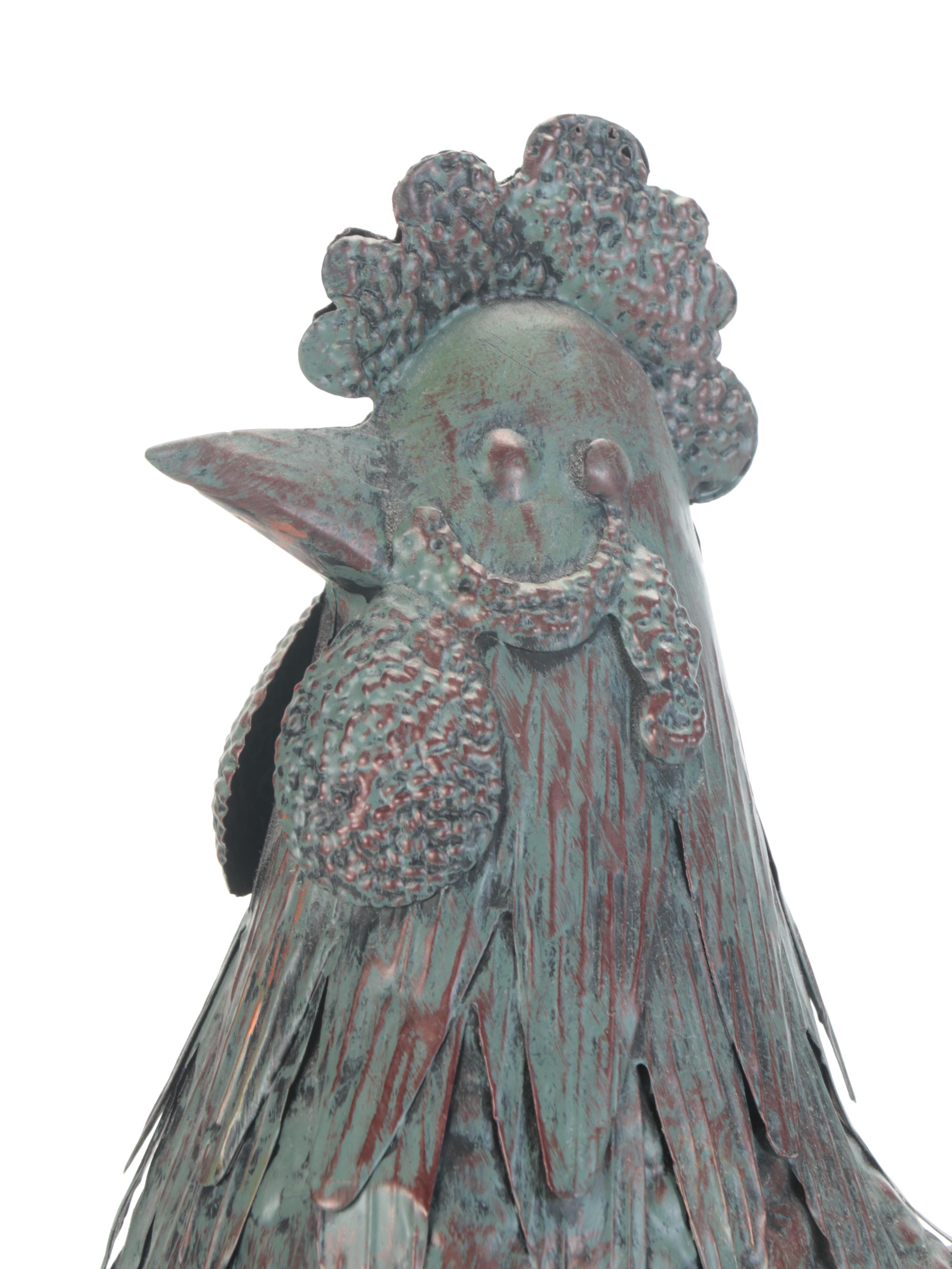 Patinated Copper Rooster Figurine