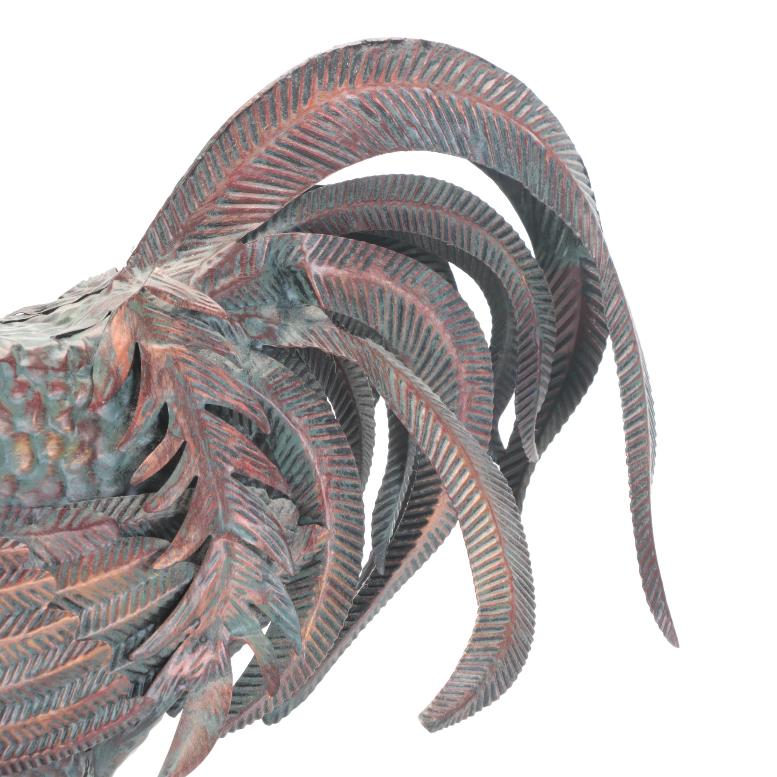 Patinated Copper Rooster Figurine