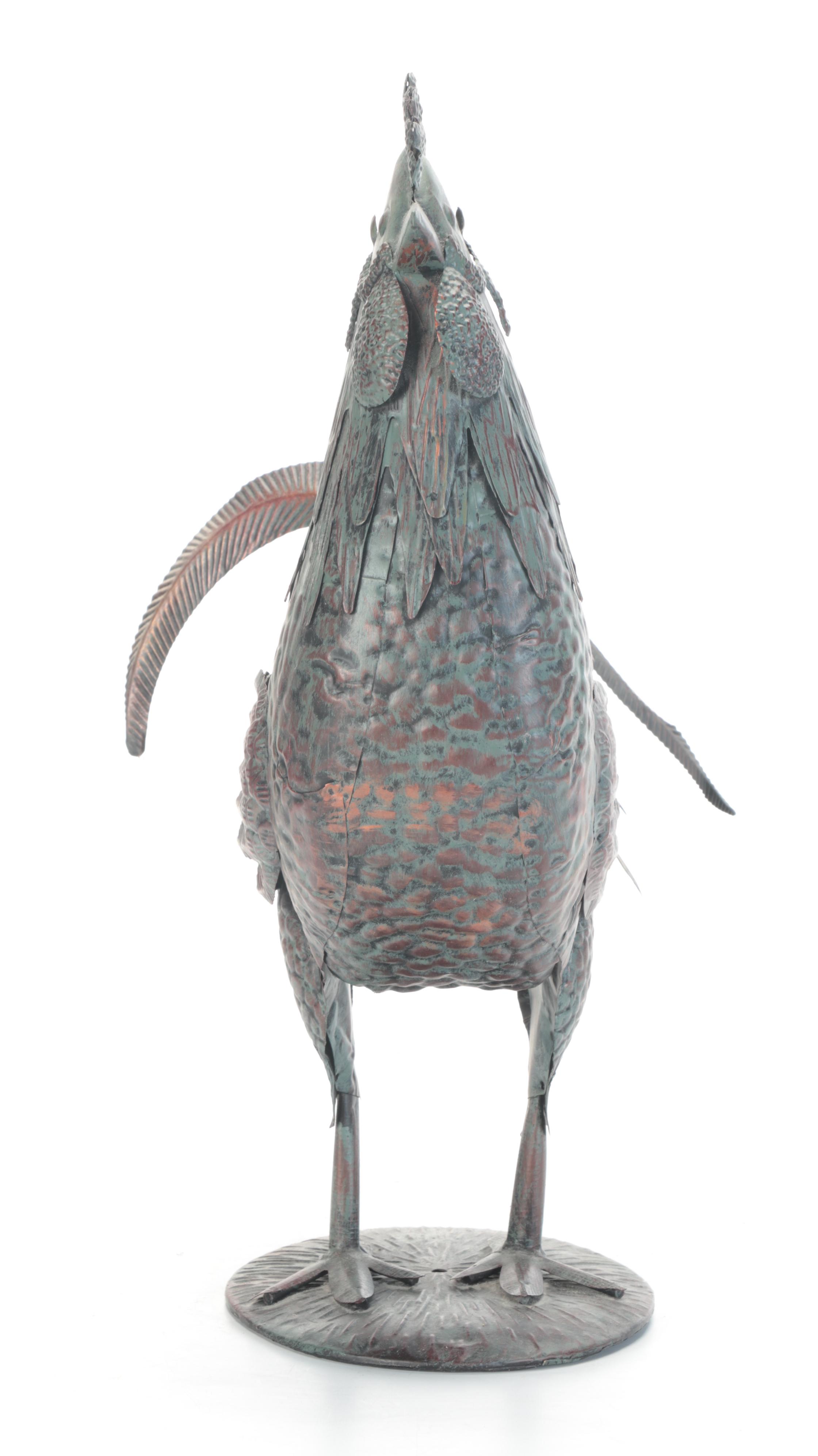 Patinated Copper Rooster Figurine
