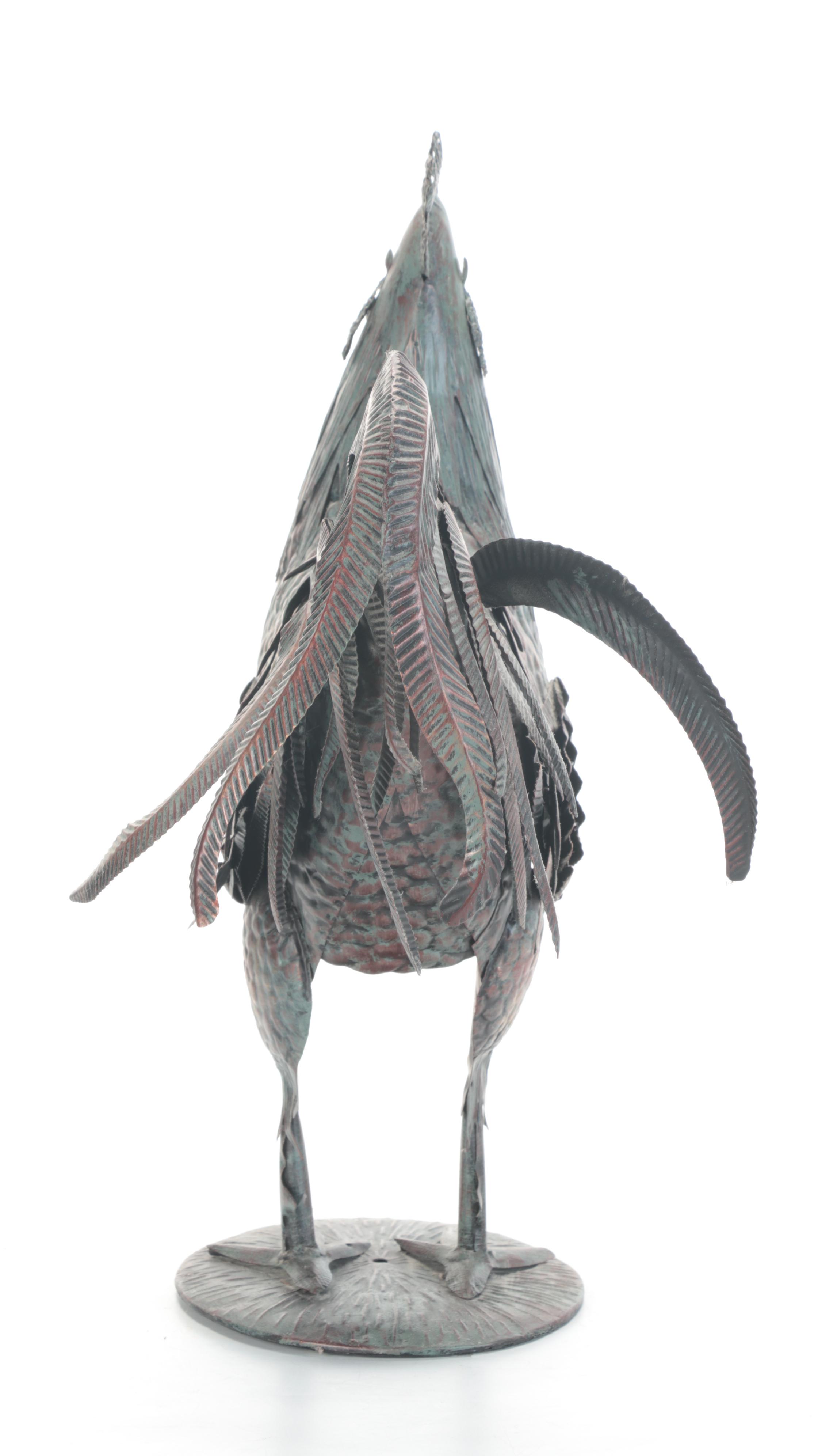 Patinated Copper Rooster Figurine
