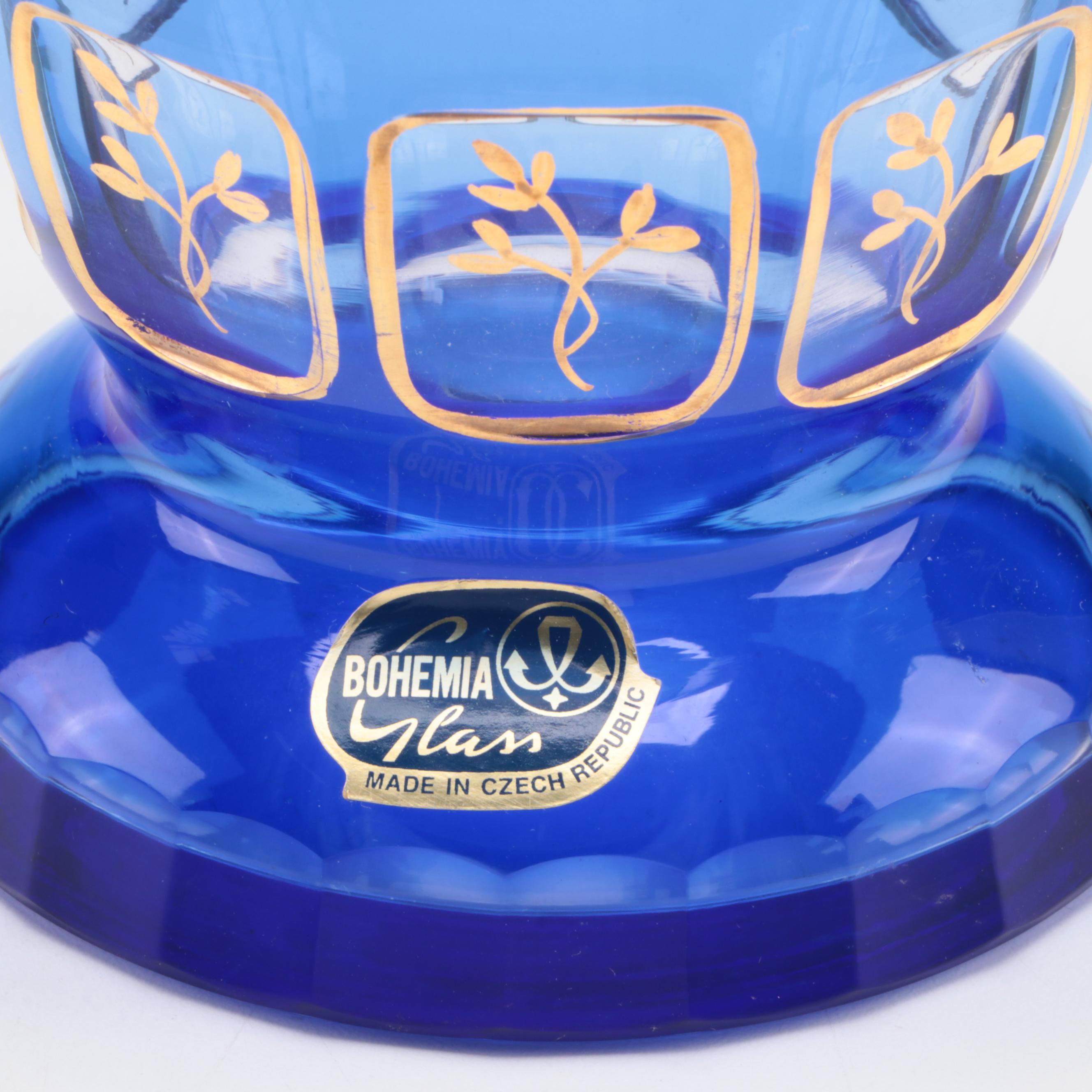 Bohemia Czech Gilt Enamel Glass Vase