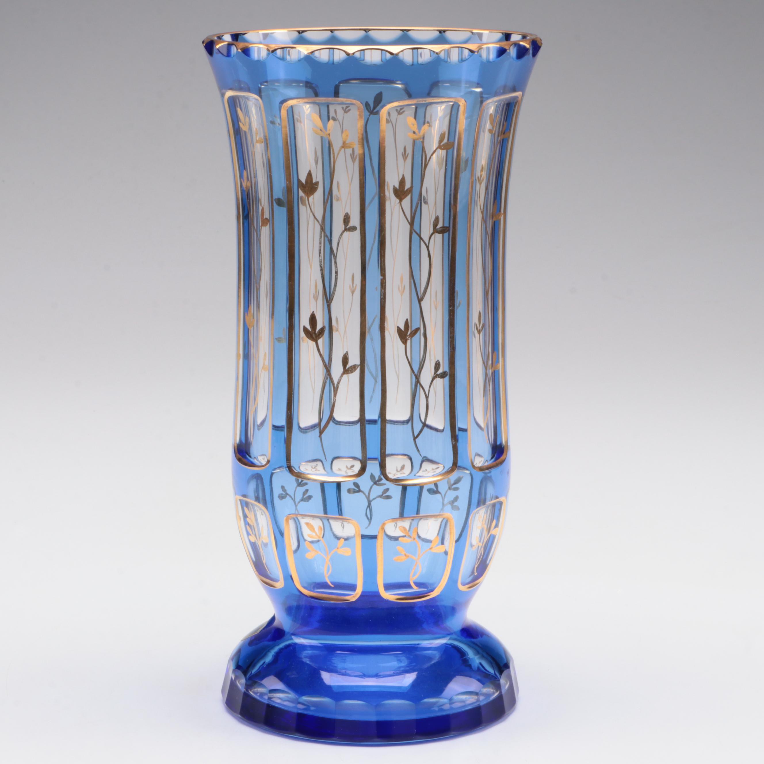 Bohemia Czech Gilt Enamel Glass Vase