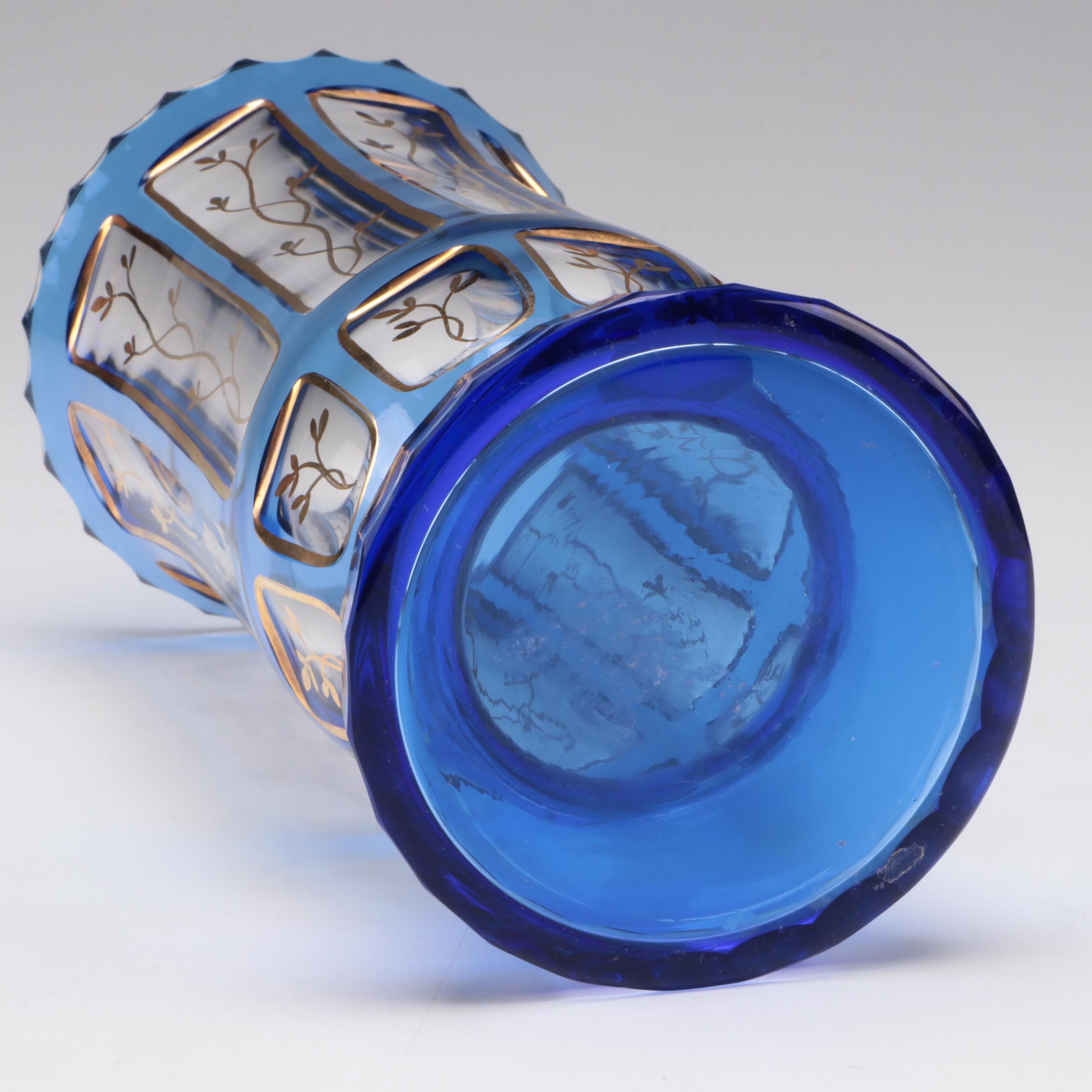 Bohemia Czech Gilt Enamel Glass Vase