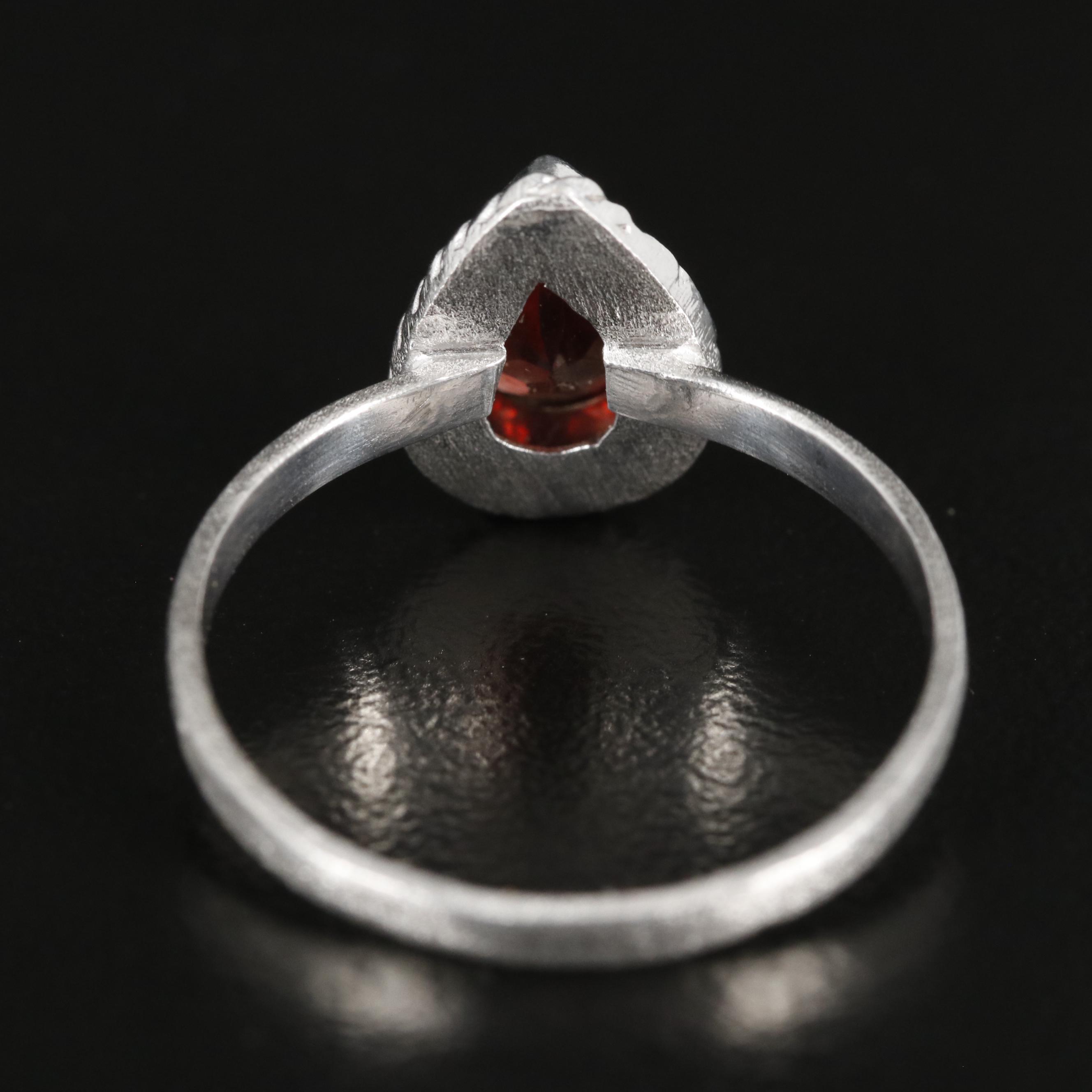 Sterling Garnet Teardrop Ring