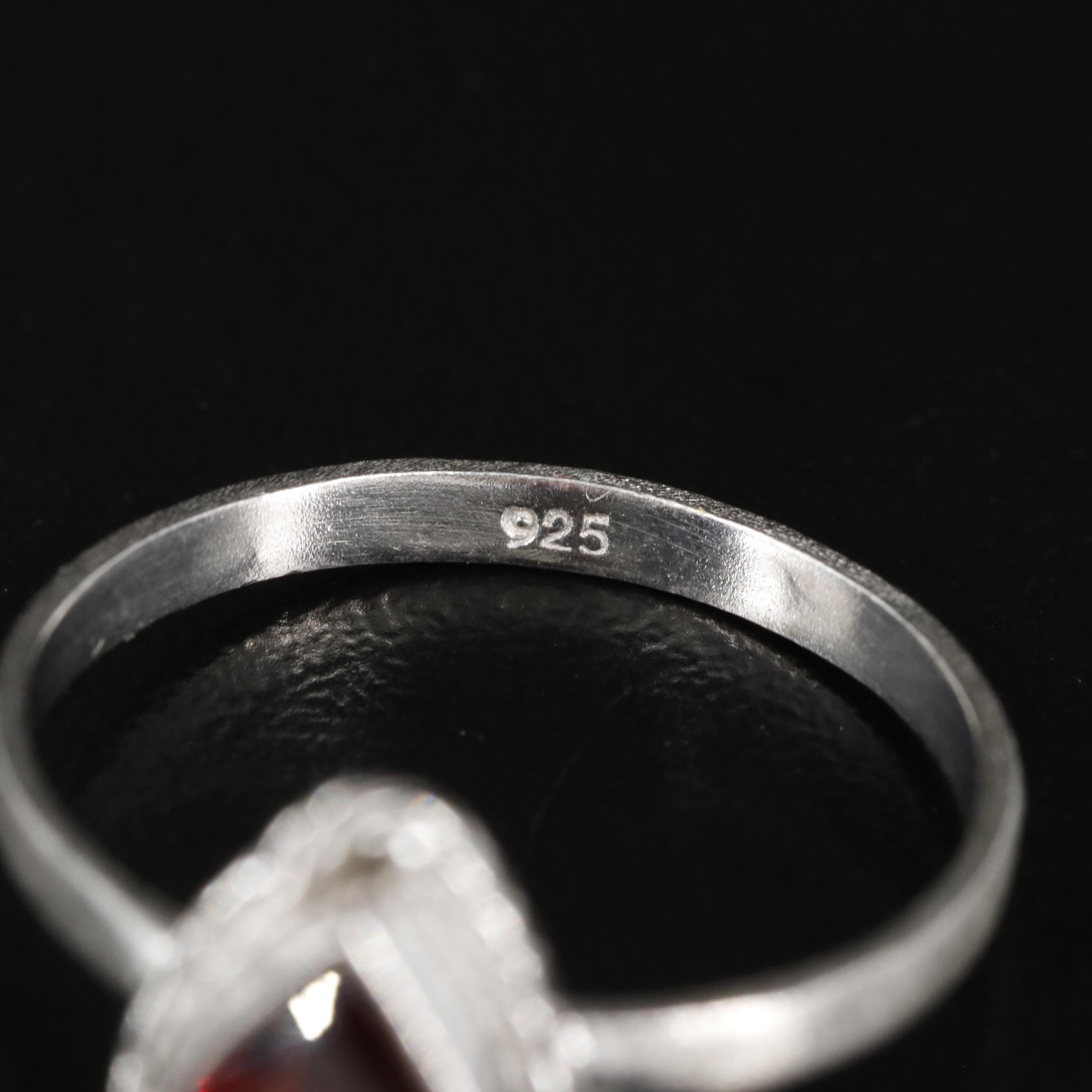 Sterling Garnet Teardrop Ring