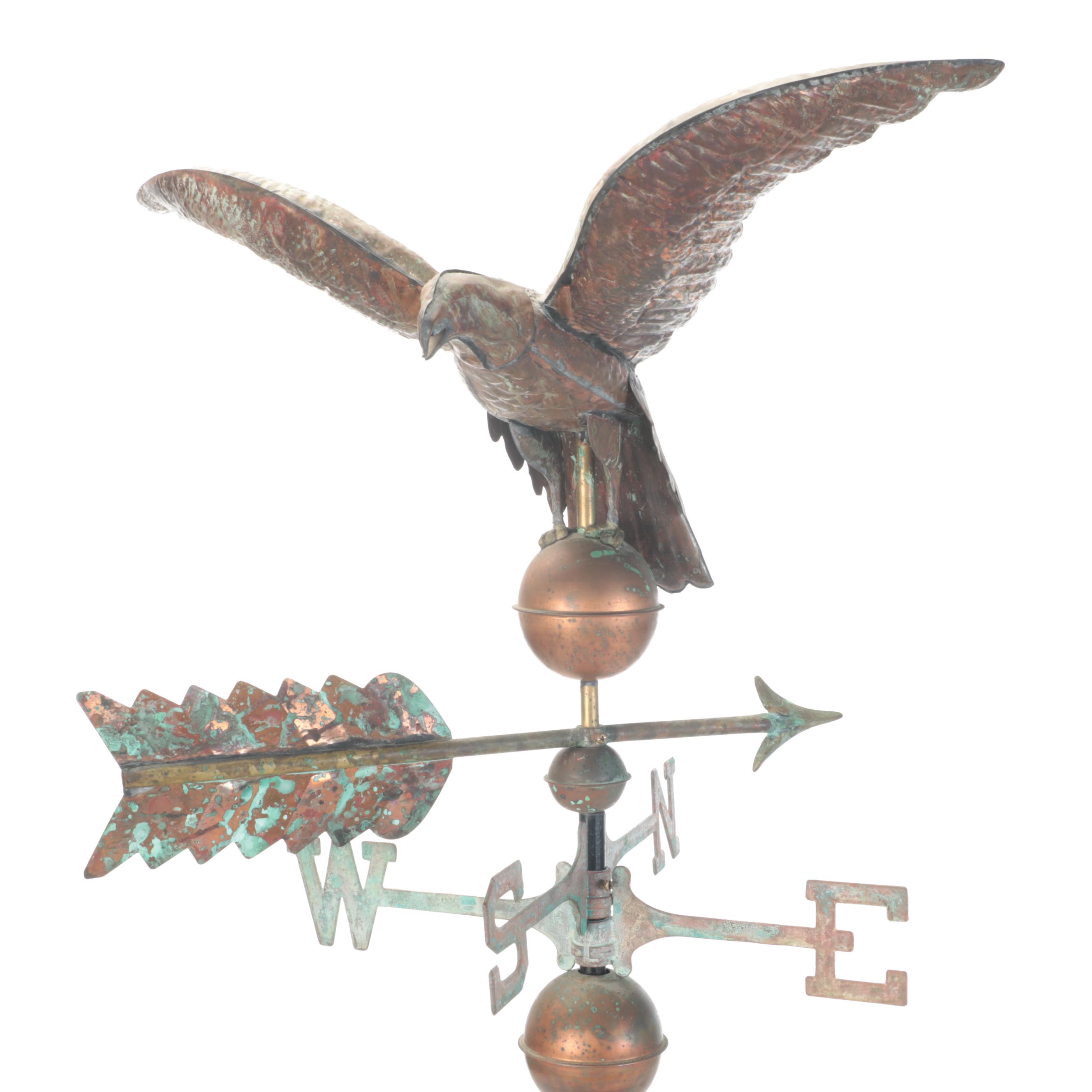 Patinated Copper Figural Eagle Weathervane with Mount