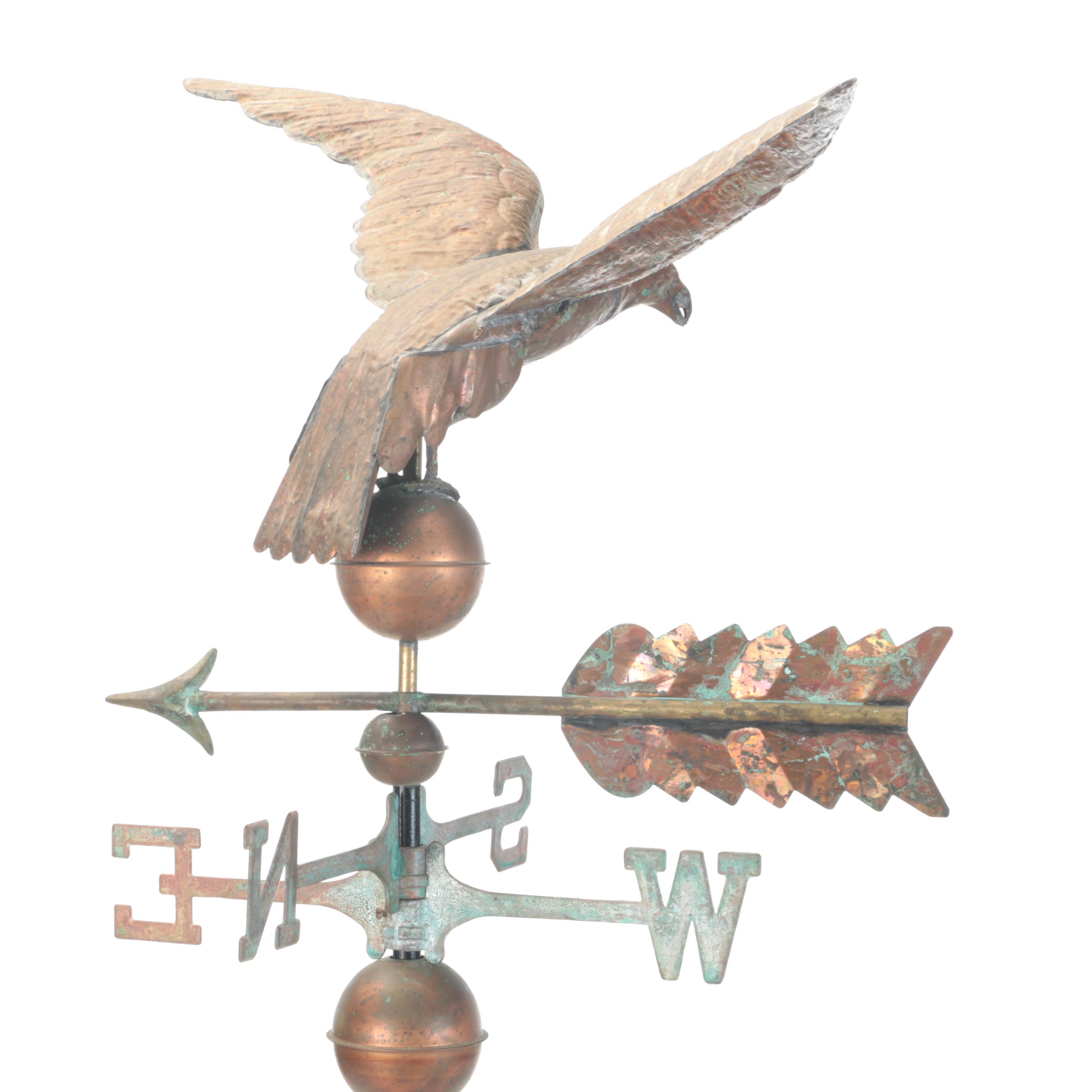 Patinated Copper Figural Eagle Weathervane with Mount