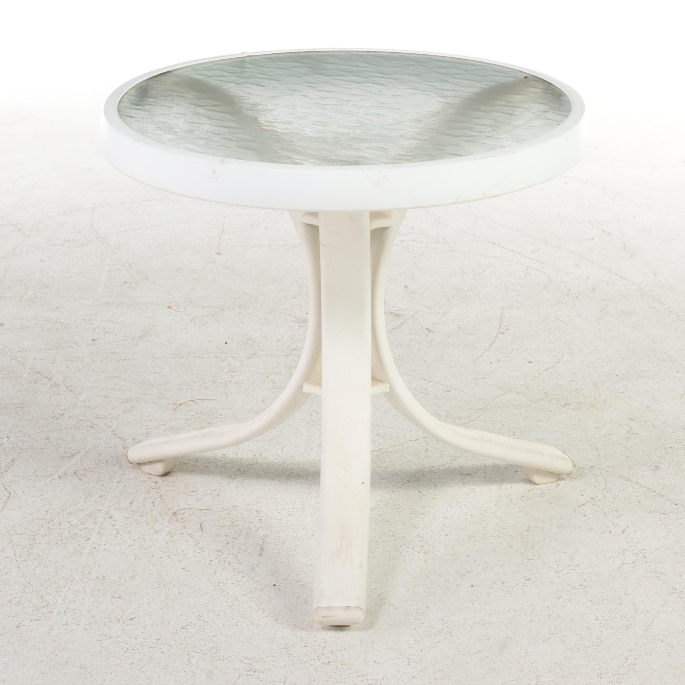 Three Metal and Glass Patio Tables