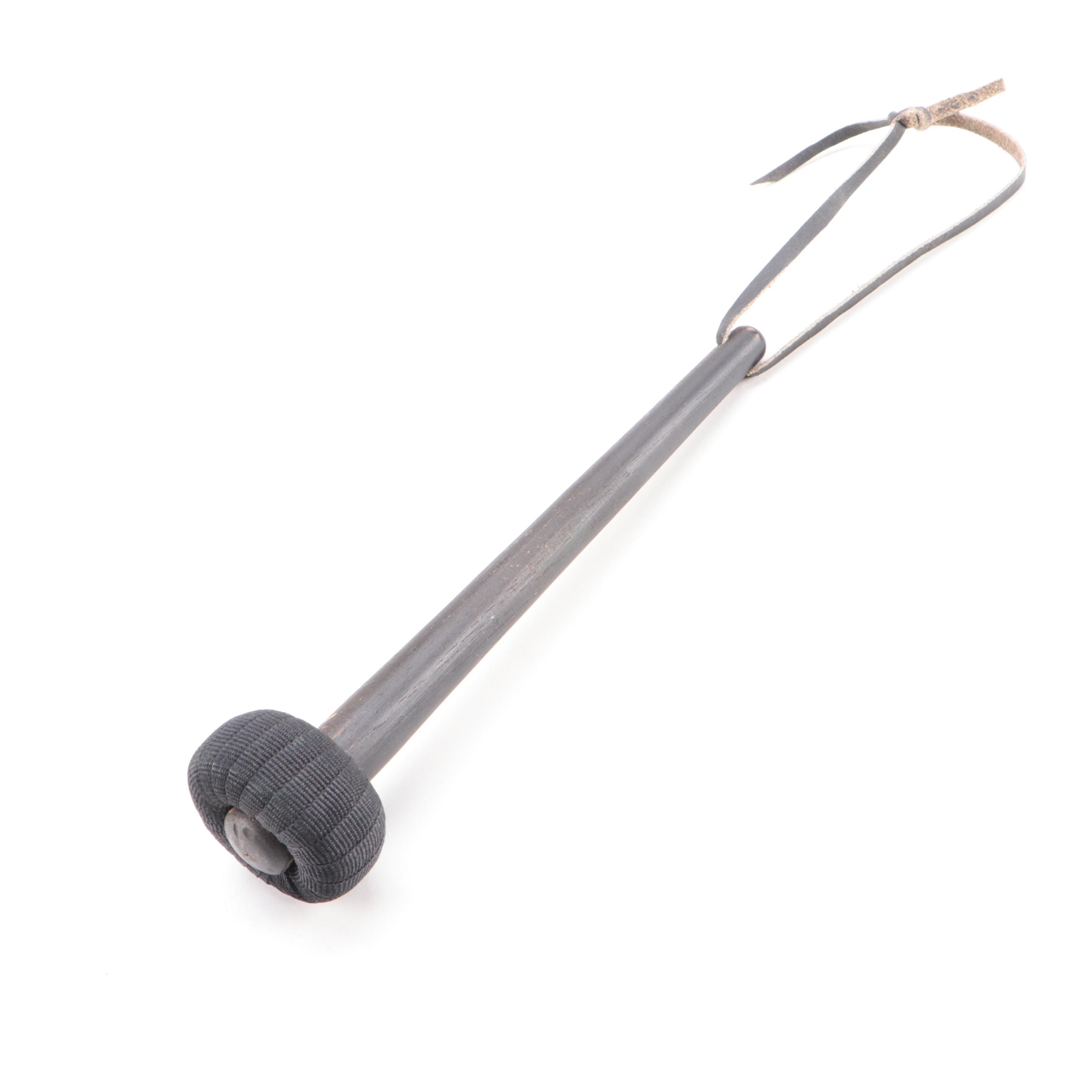 Chinese Archaistic Style Cast Metal Bell with Carved Hardwood Stand