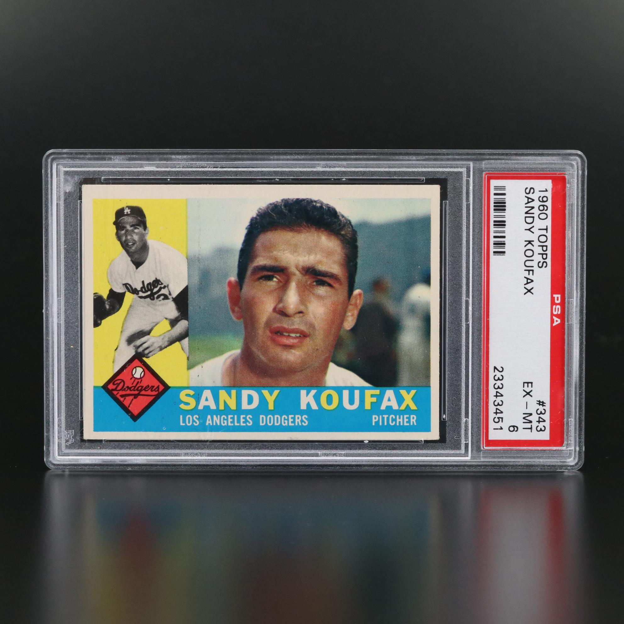 1960 Topps Sandy Koufax #343 Los Angeles Dodgers PSA Graded EX-MT 6 Card