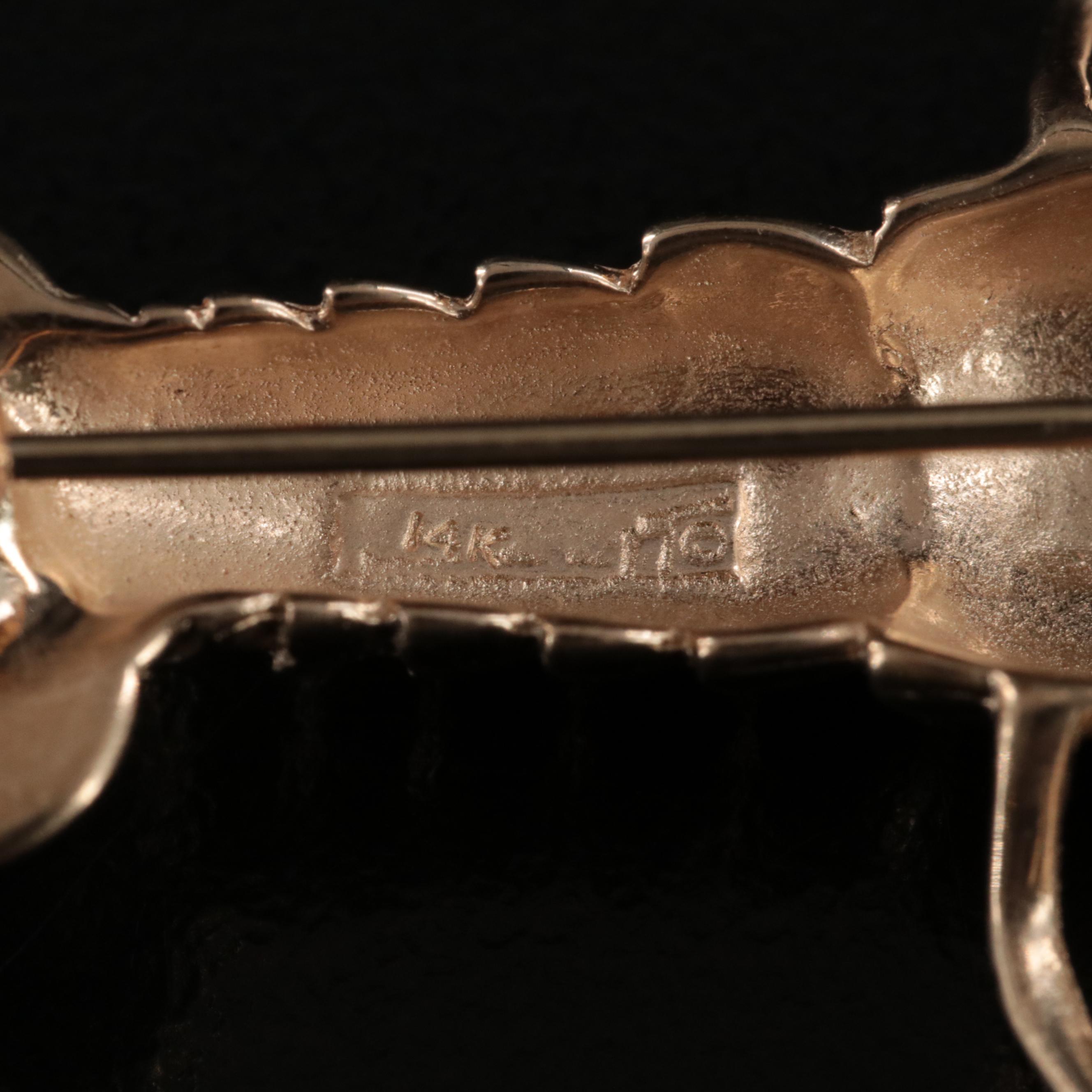 14K Lobster Converter Brooch