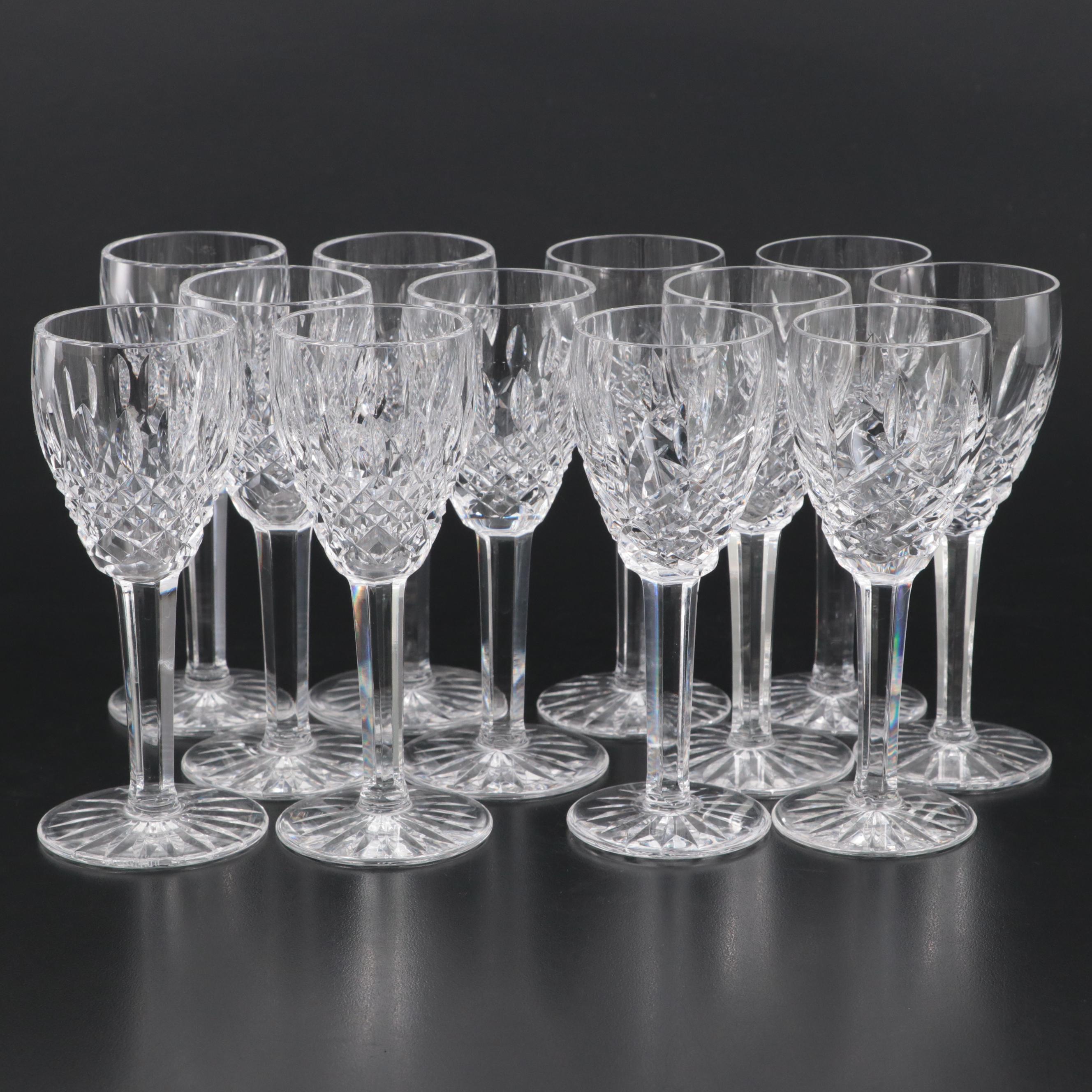 Waterford Crystal "Araglin" and "Castlemaine" Sherry Glasses, Late 20th Century