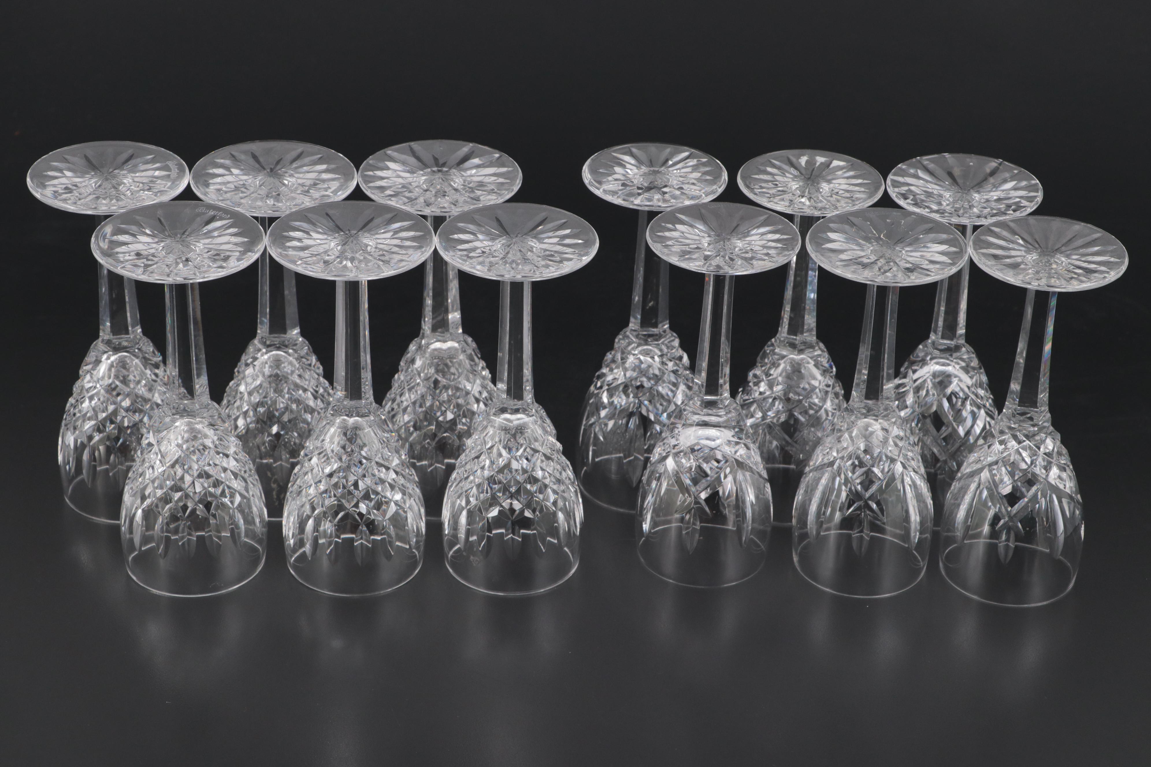 Waterford Crystal "Araglin" and "Castlemaine" Sherry Glasses, Late 20th Century