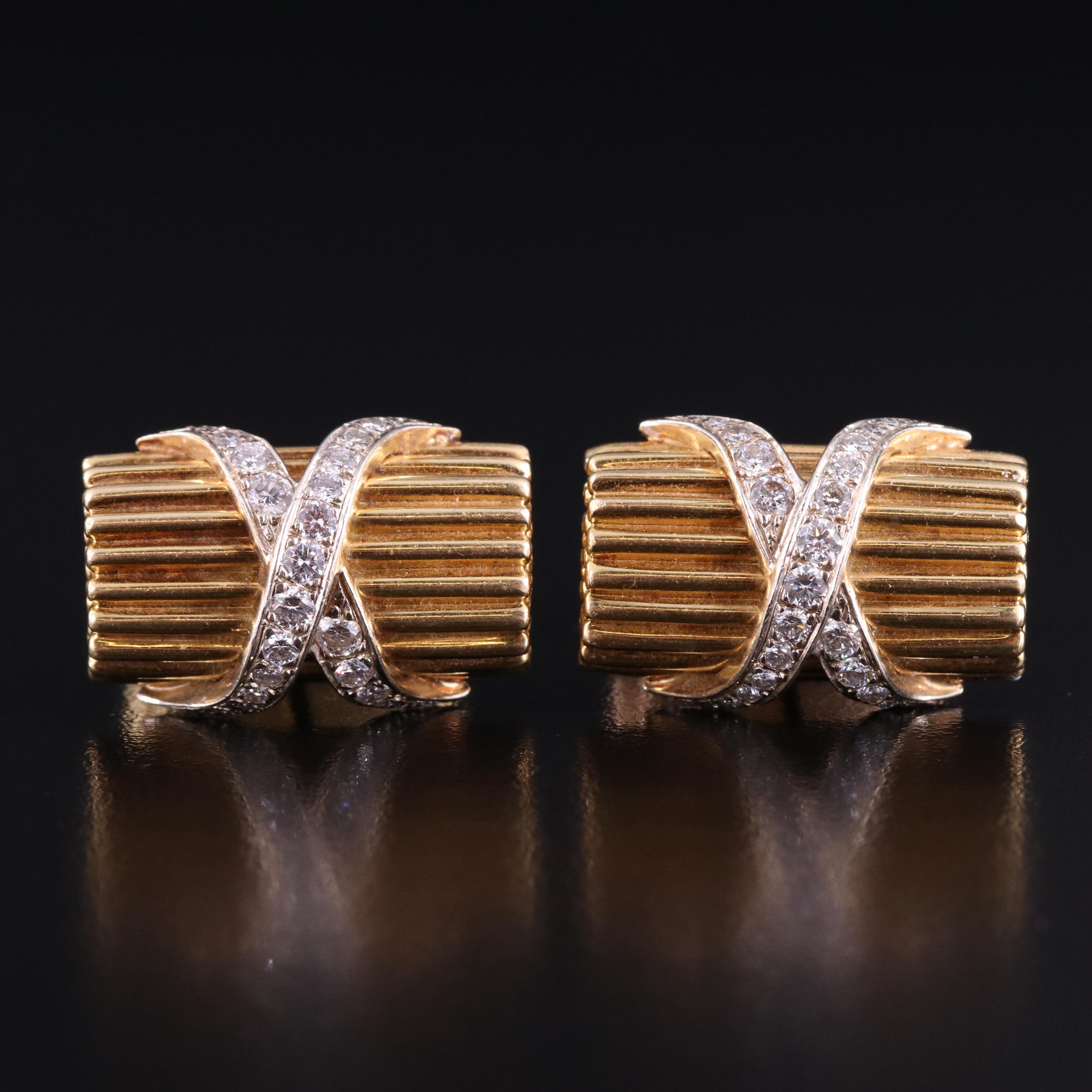 18K Cufflinks with 14K 1.26 CTW Diamond Crossover Accents