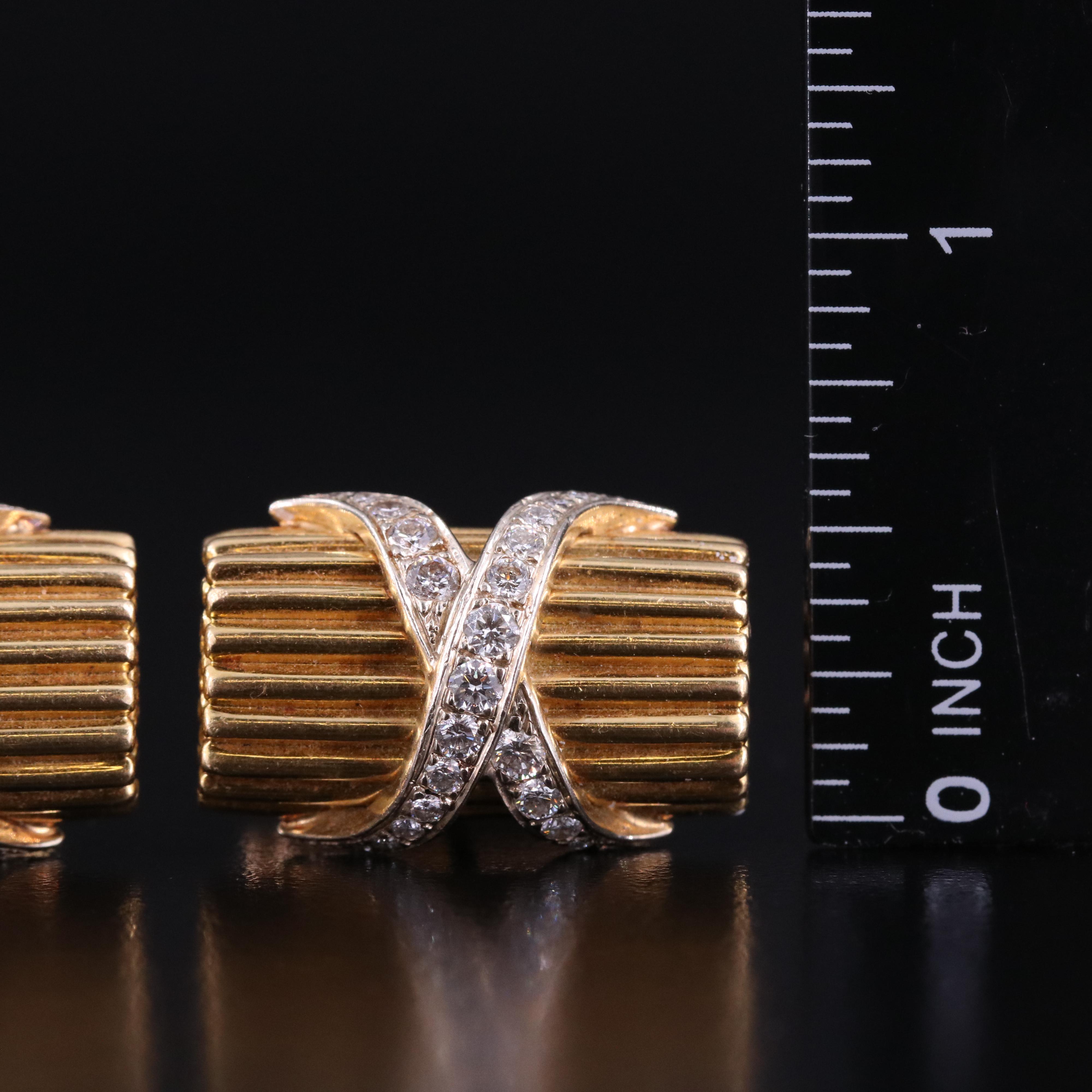 18K Cufflinks with 14K 1.26 CTW Diamond Crossover Accents