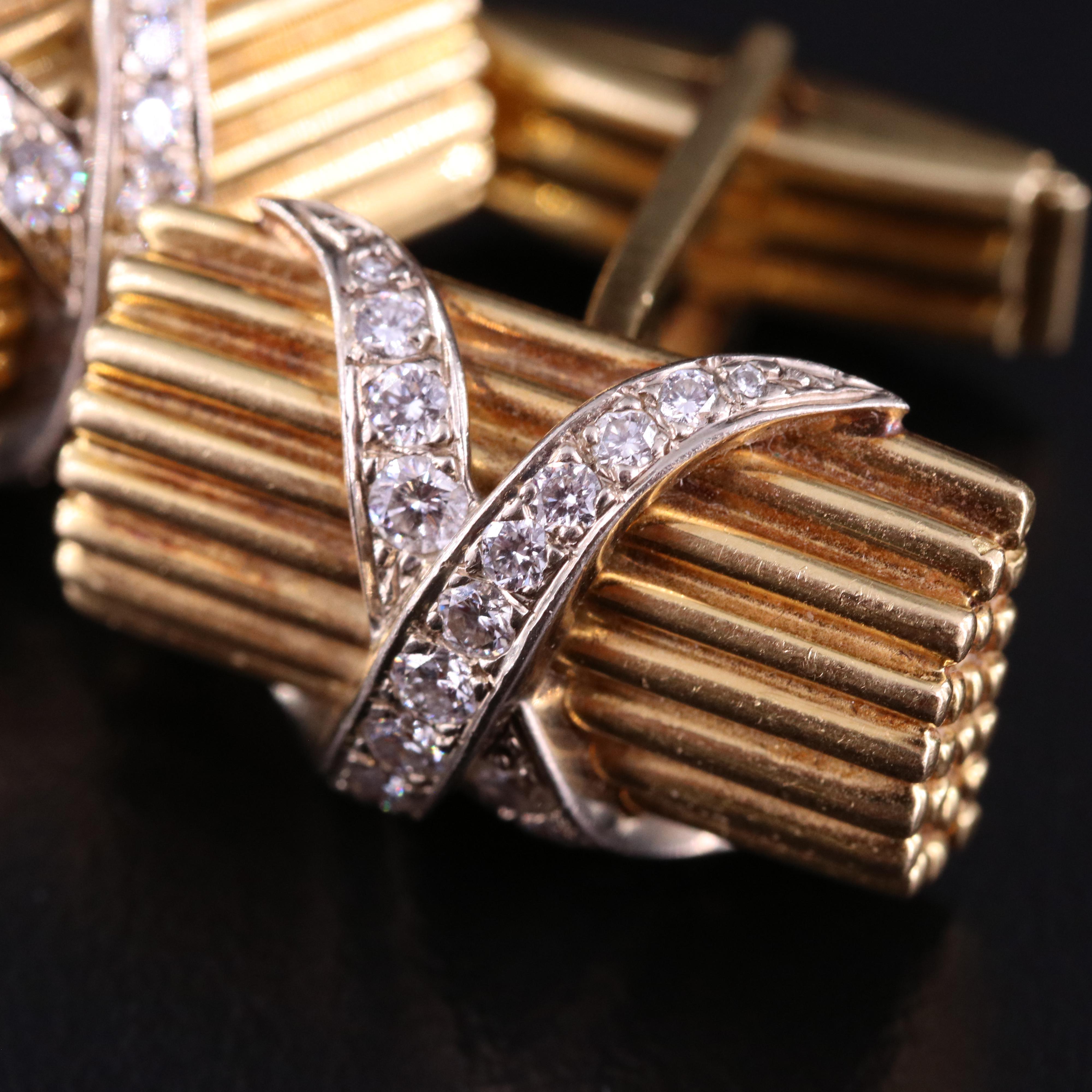 18K Cufflinks with 14K 1.26 CTW Diamond Crossover Accents
