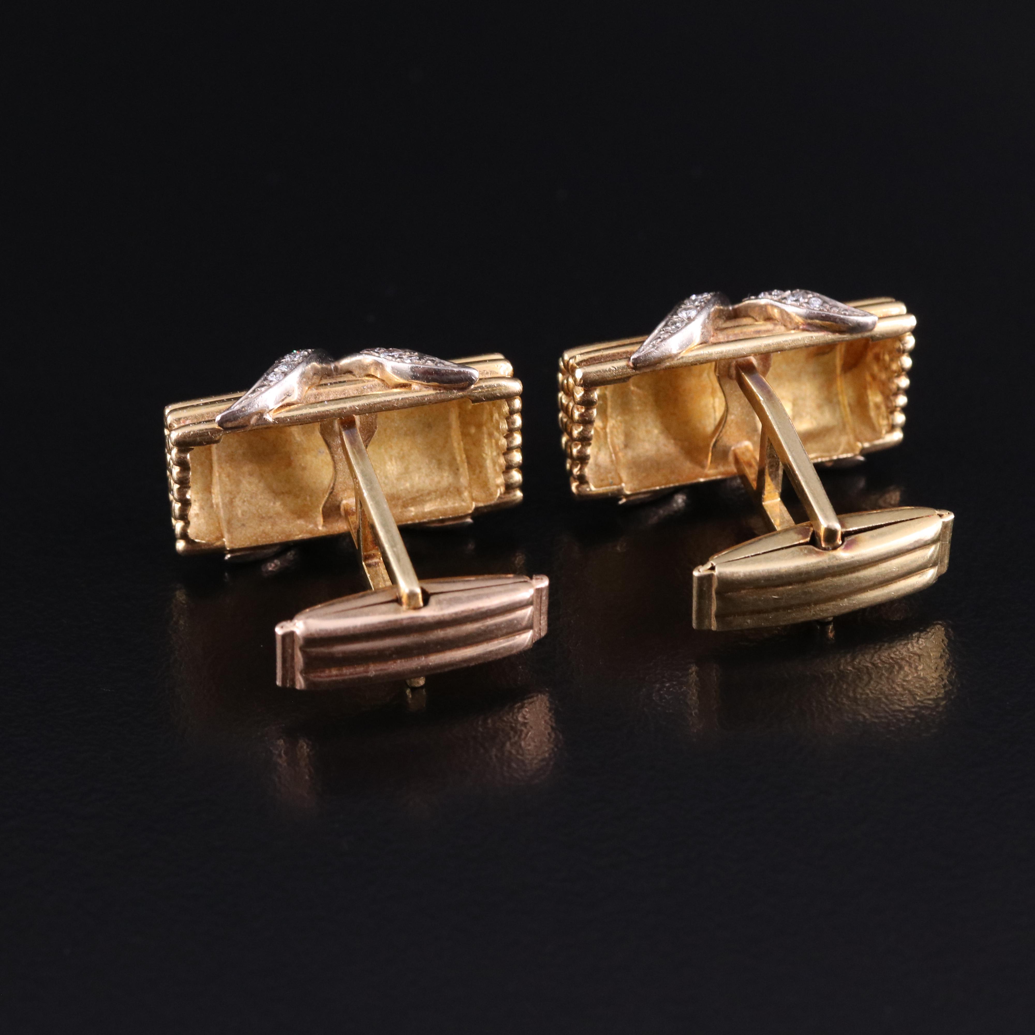 18K Cufflinks with 14K 1.26 CTW Diamond Crossover Accents