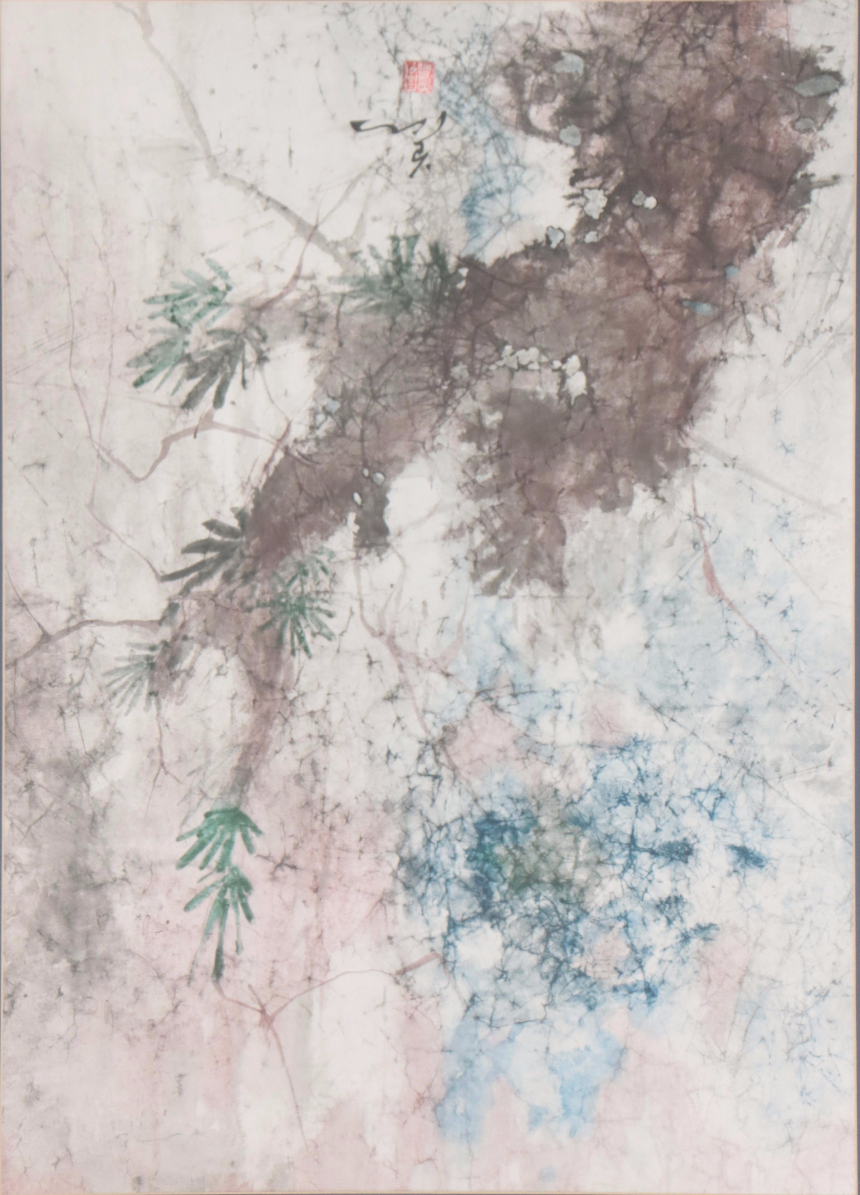 Tseng Ying-Pang Abstract Watercolor Painting "The Luxuriance of Pine"