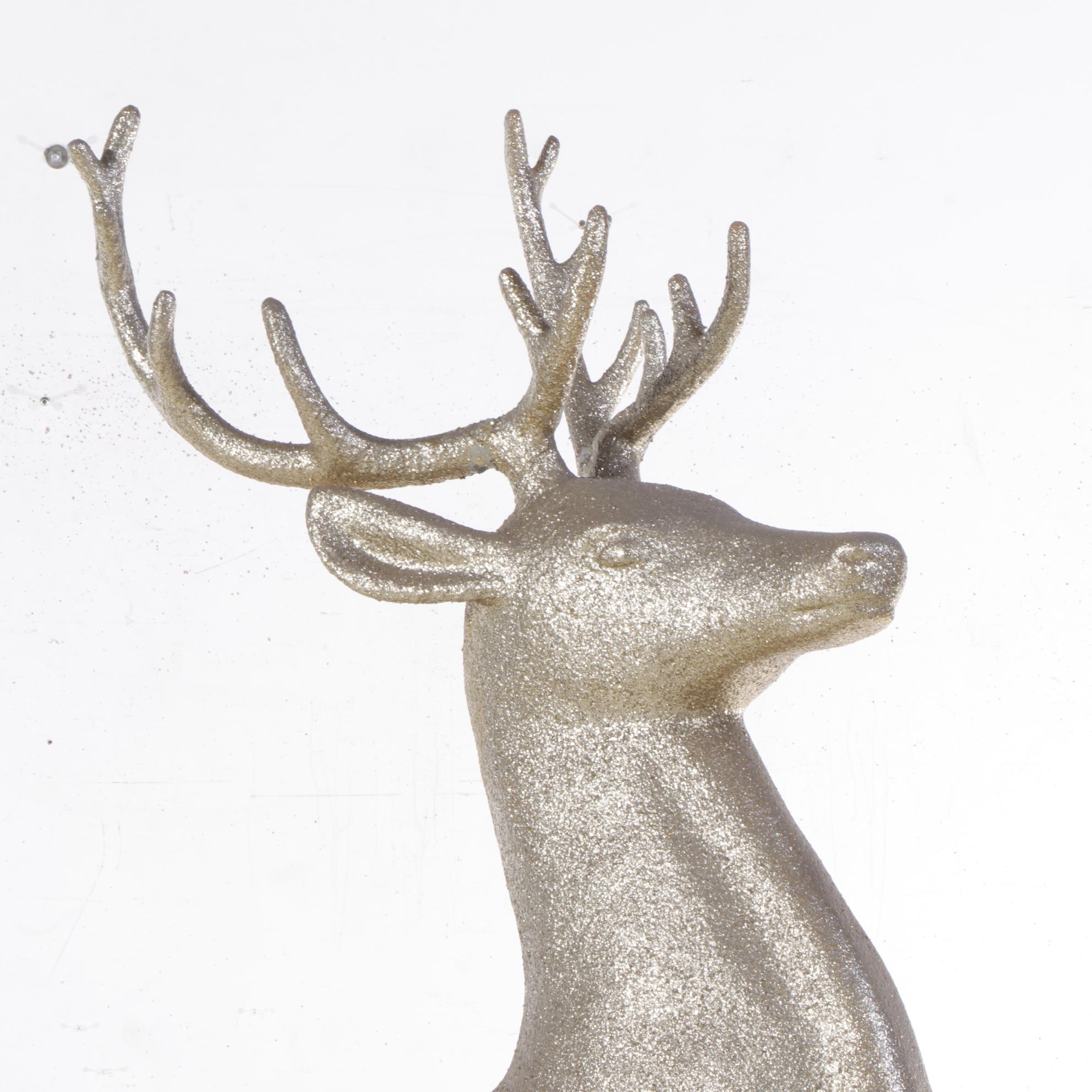 Large Scale Gold Glittered Deer Sculpture