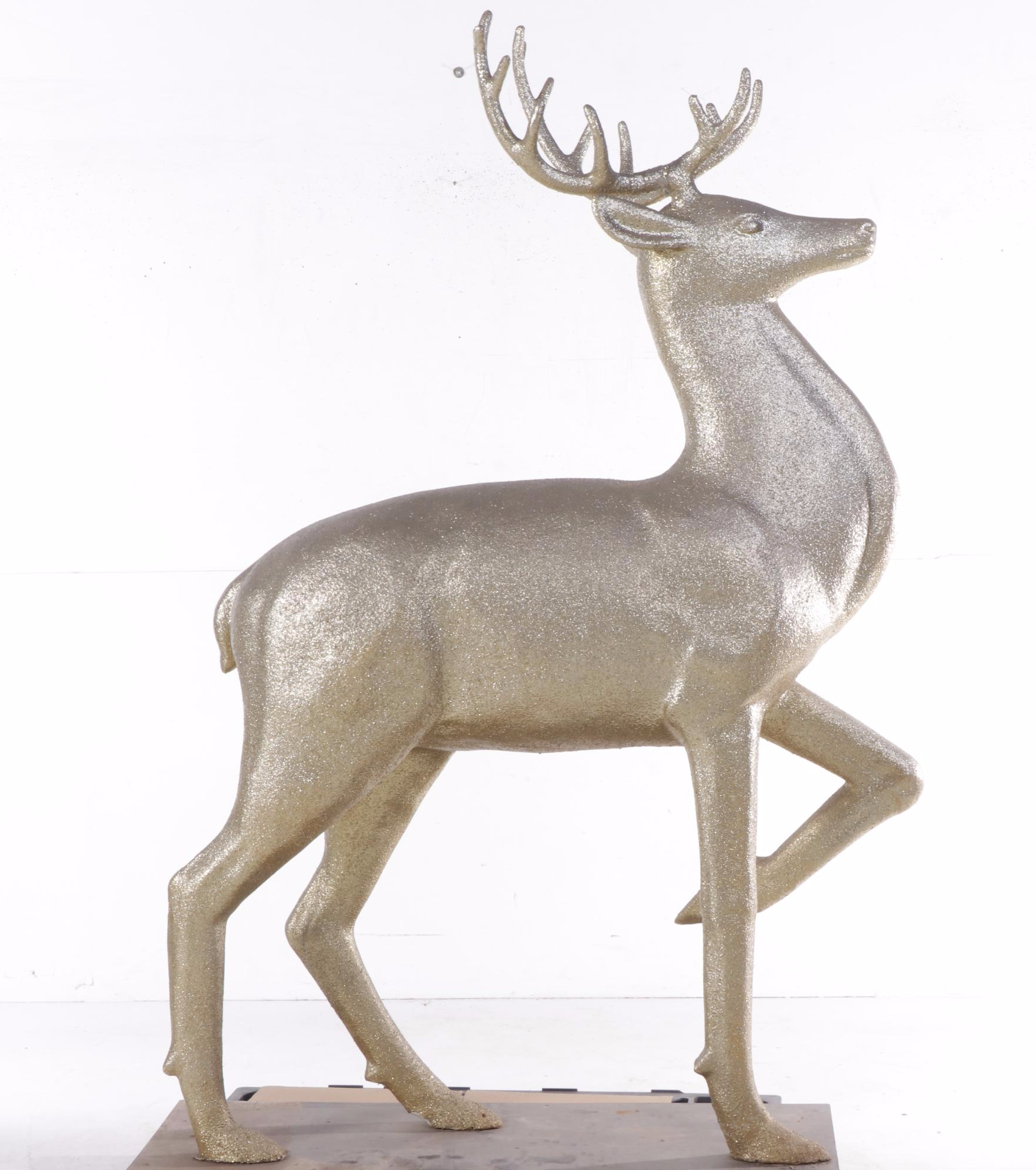 Large Scale Gold Glittered Deer Sculpture