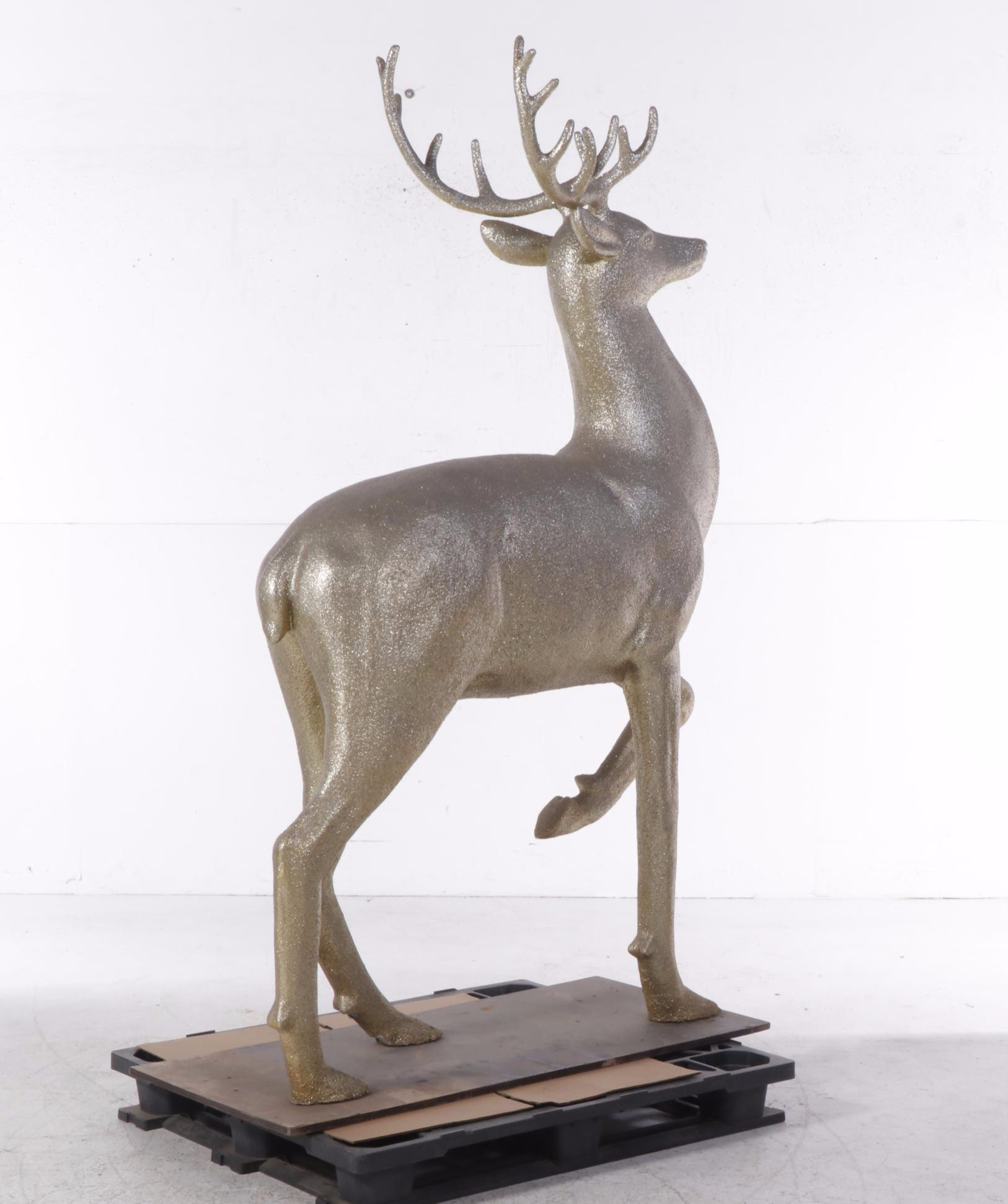 Large Scale Gold Glittered Deer Sculpture