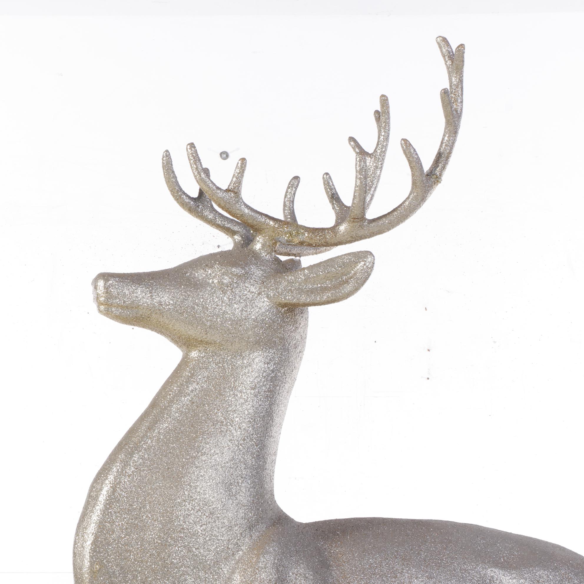 Large Scale Gold Glittered Deer Sculpture