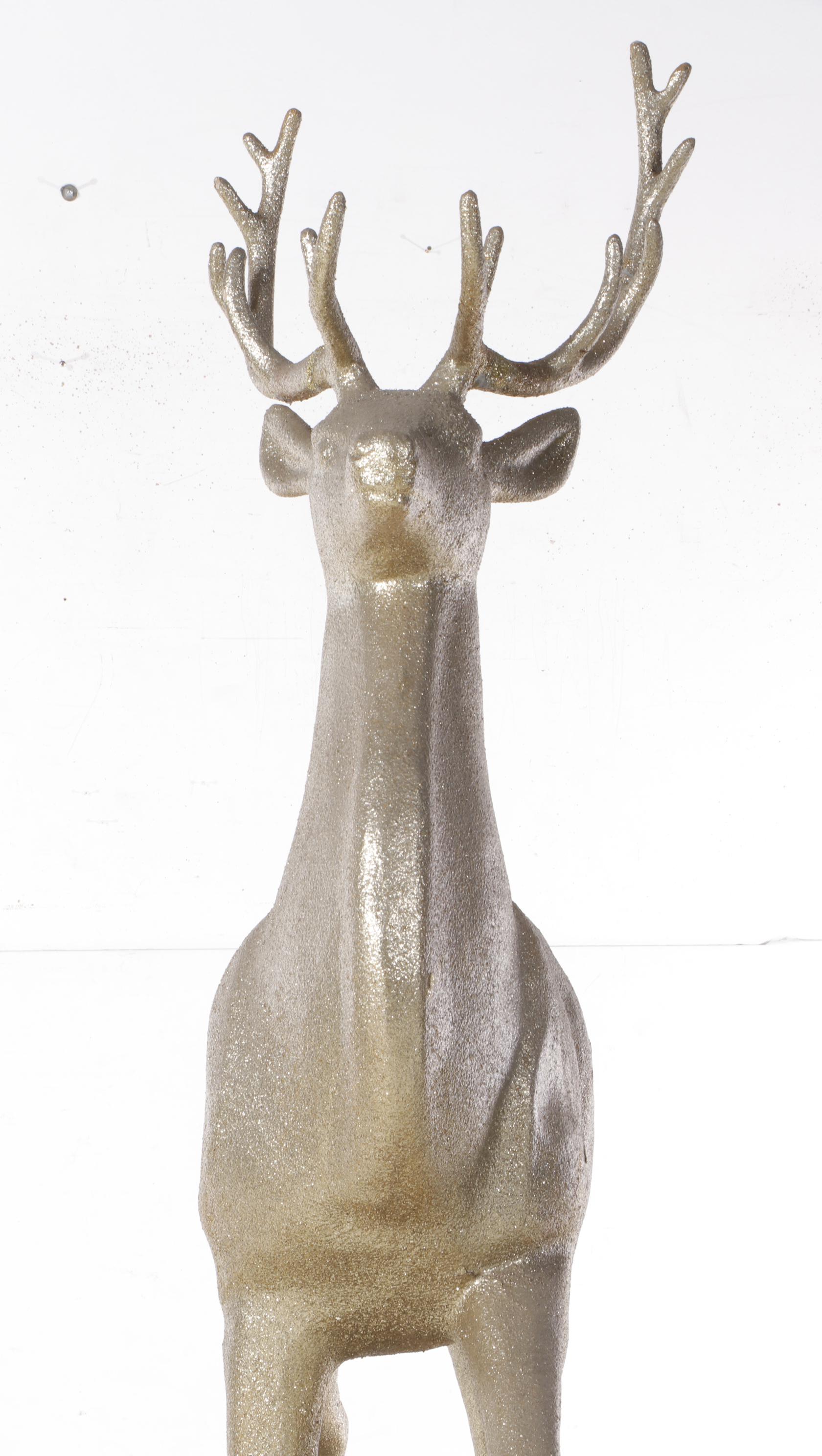 Large Scale Gold Glittered Deer Sculpture