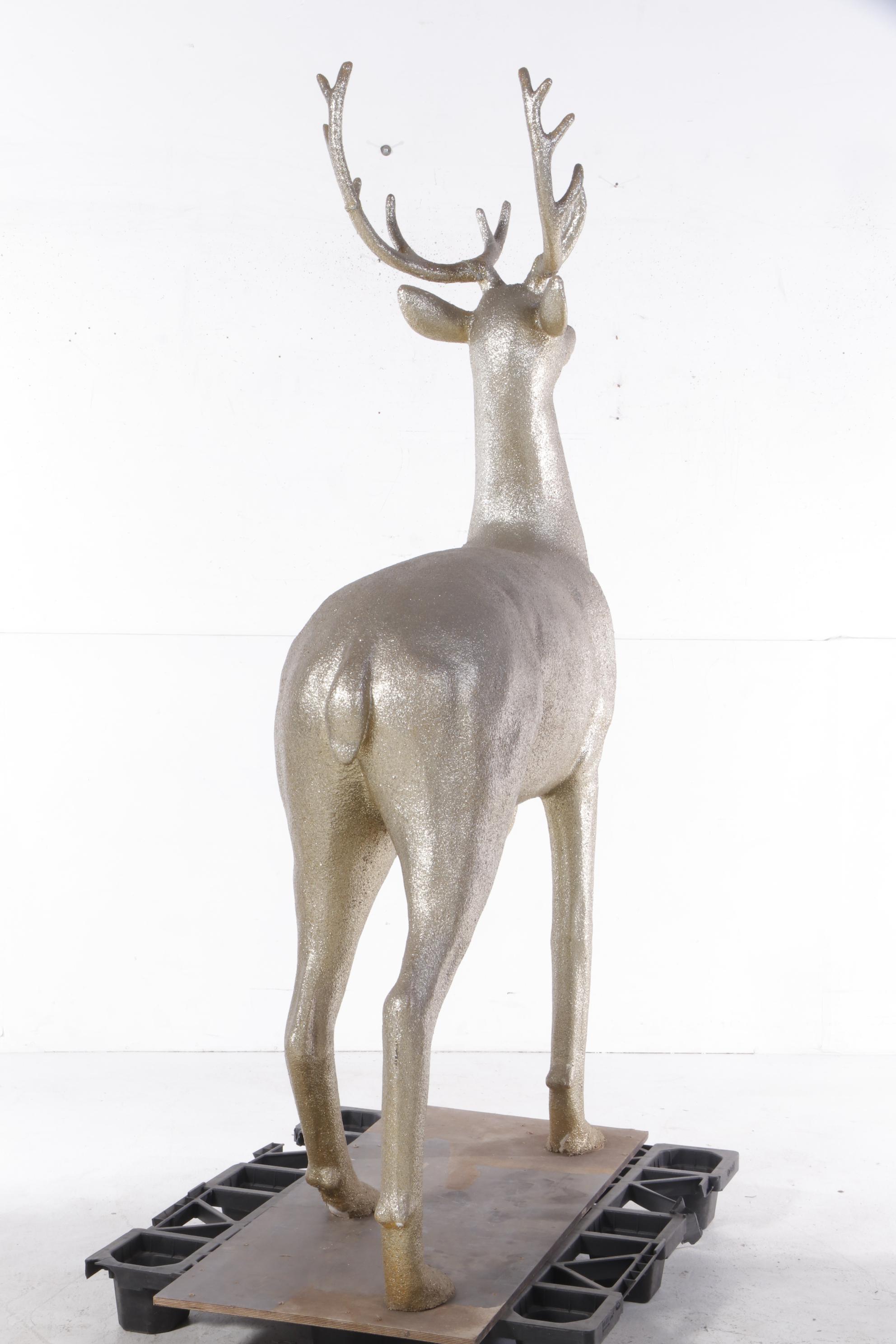 Large Scale Gold Glittered Deer Sculpture