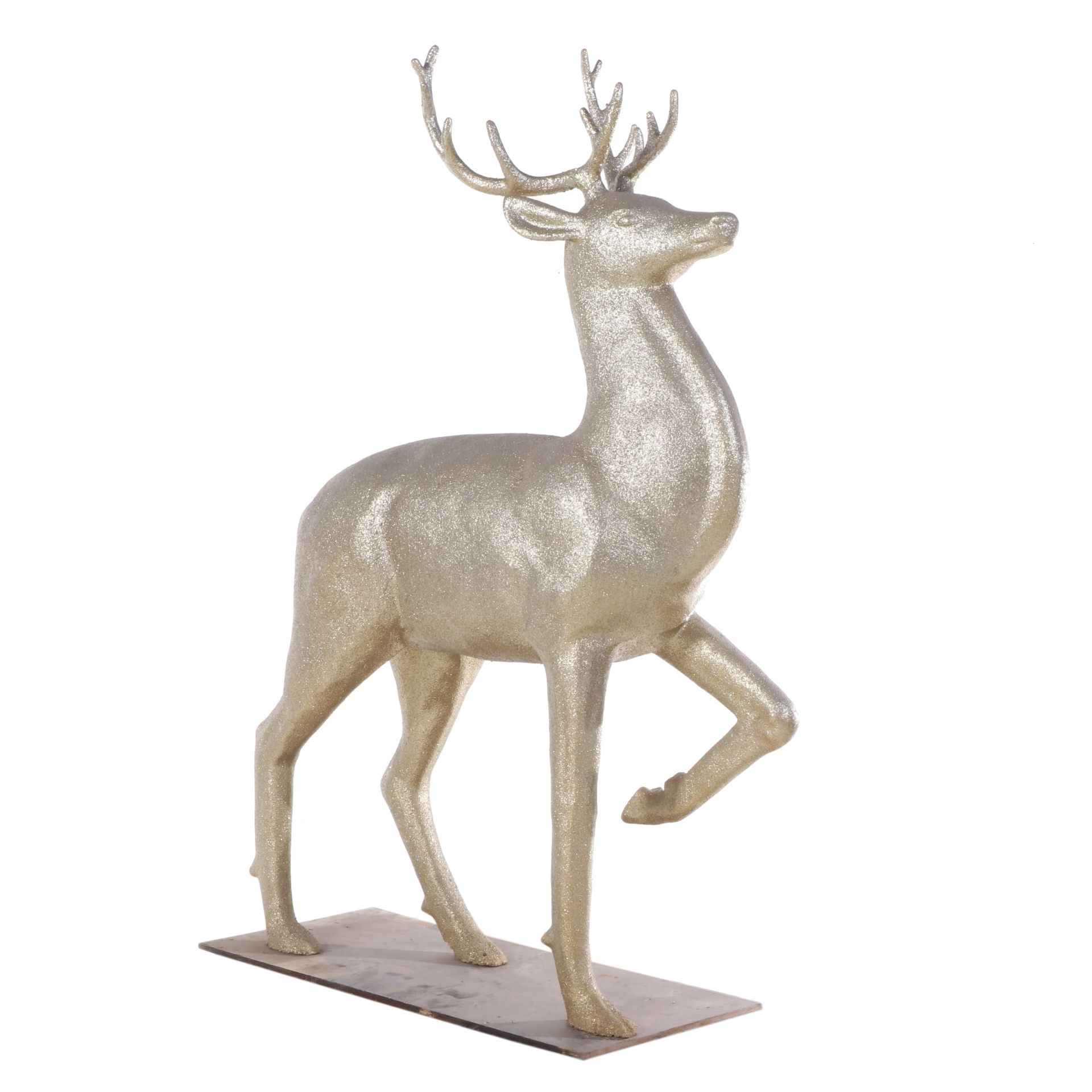 Large Scale Gold Glittered Deer Sculpture