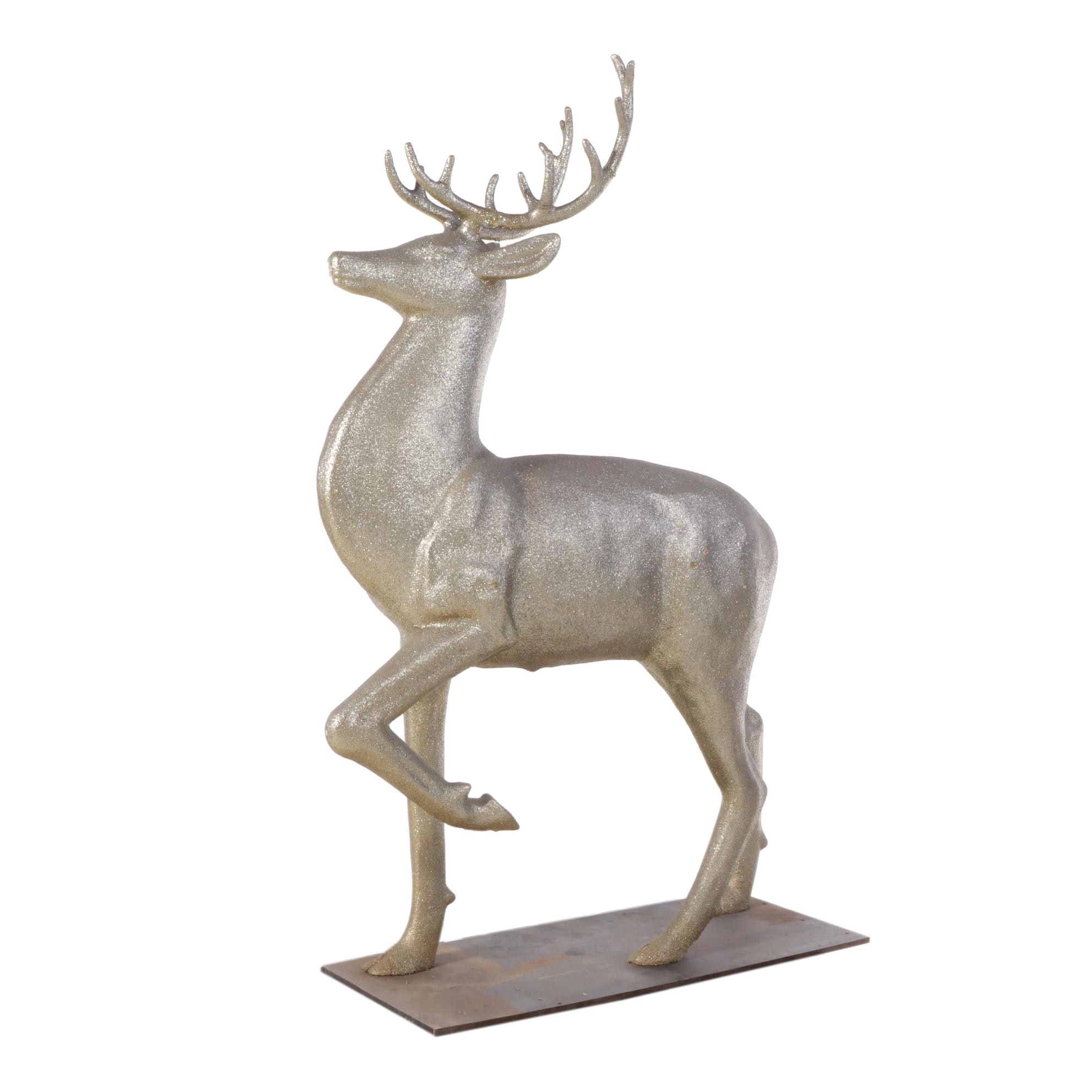 Large Scale Gold Glittered Deer Sculpture