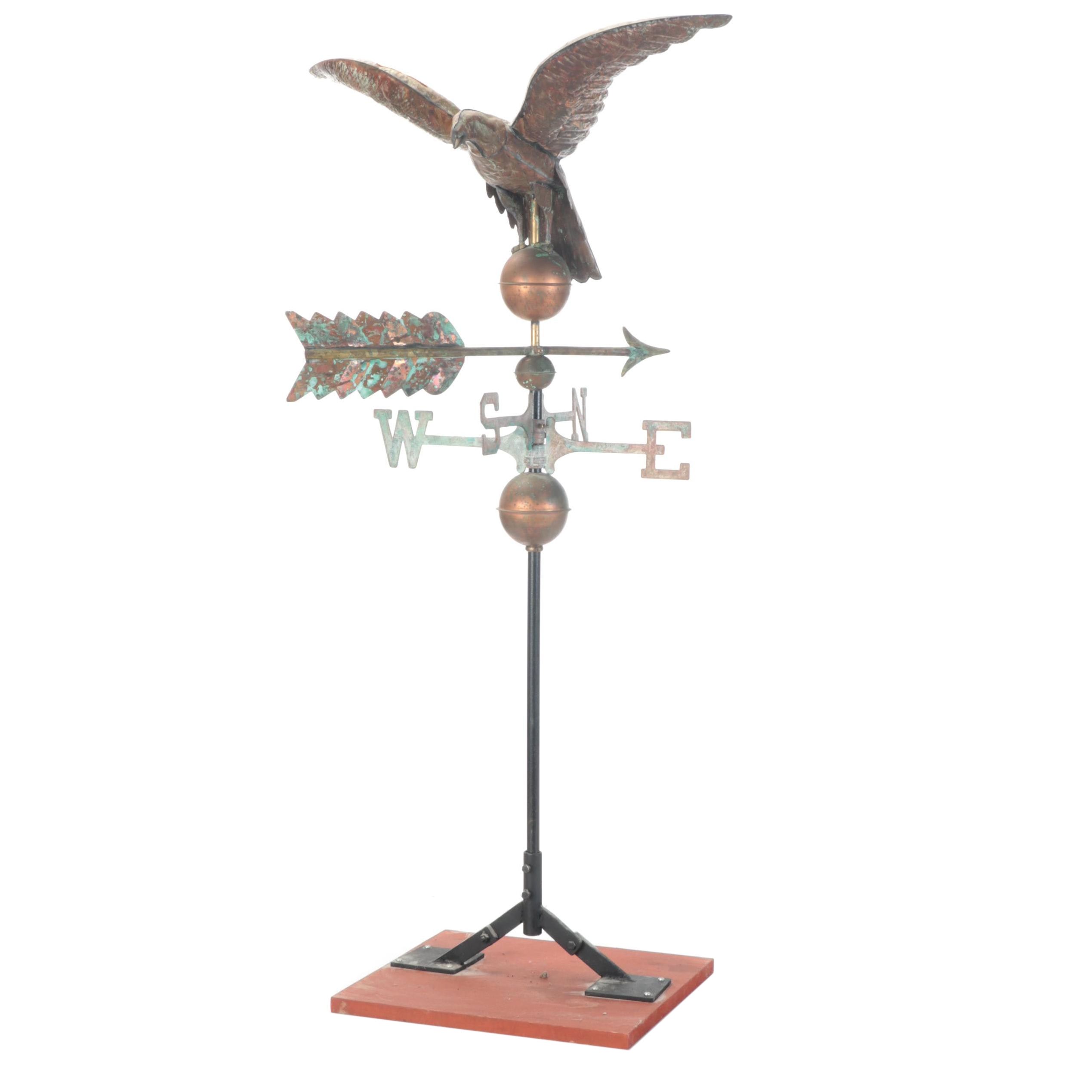 Patinated Copper Figural Eagle Weathervane with Mount