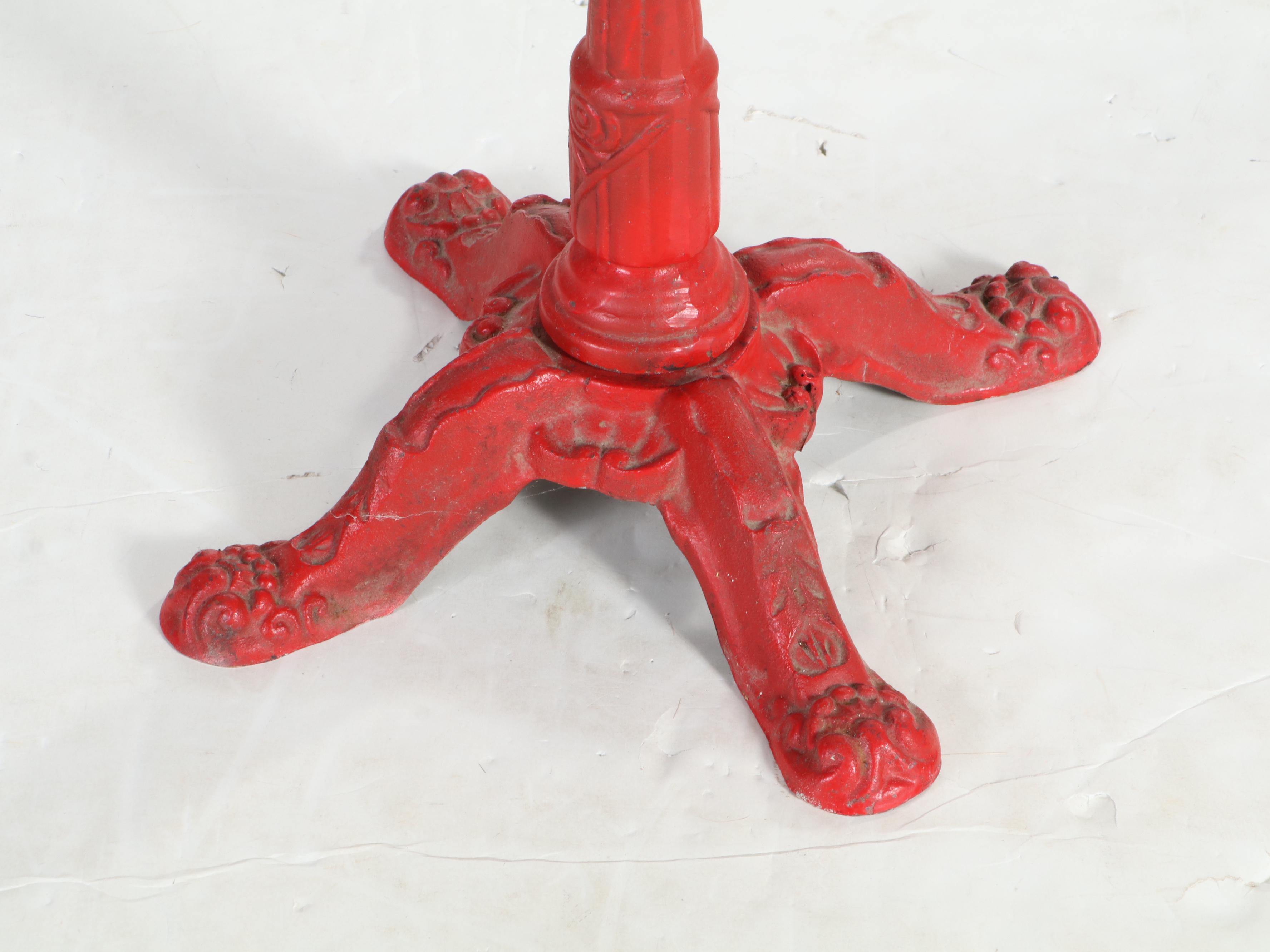 Red Painted Cast Iron and Glass Gumball Machine