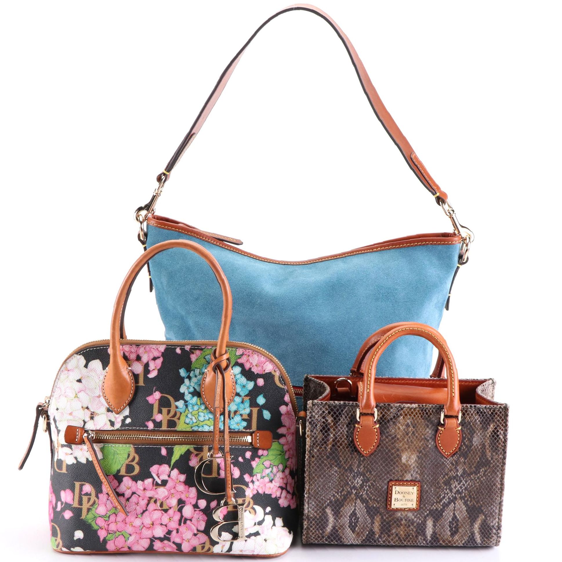 Dooney & Bourke Mini Janine Satchel, Domed Satchel, and Suede Hobo Bag