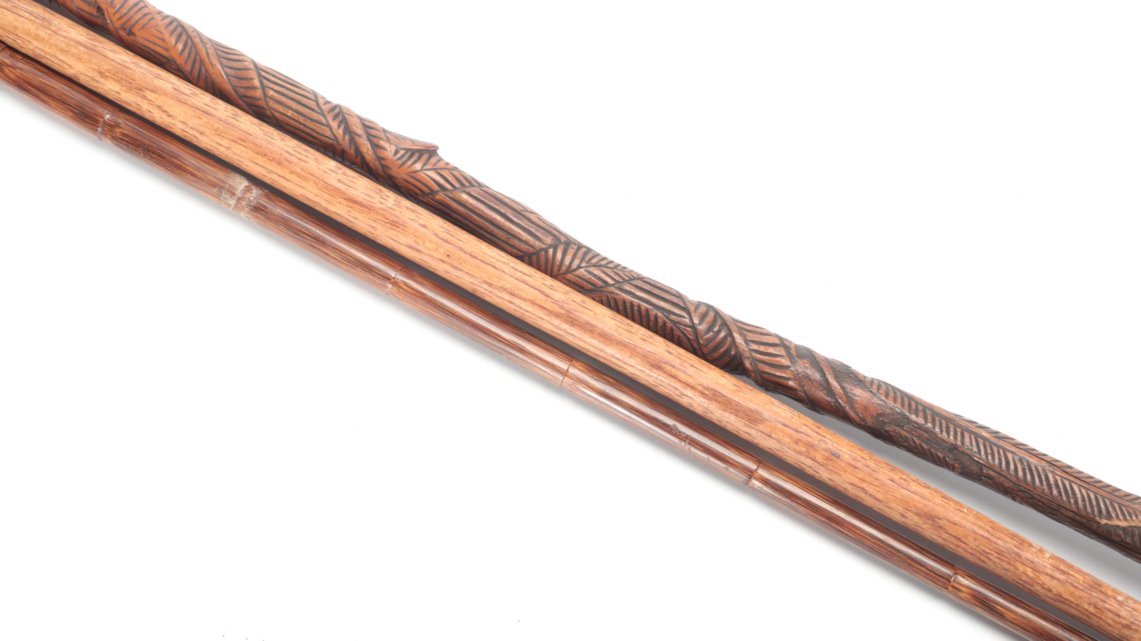 Mexican and Other Hook Handled Wooden Canes and Walking Stick