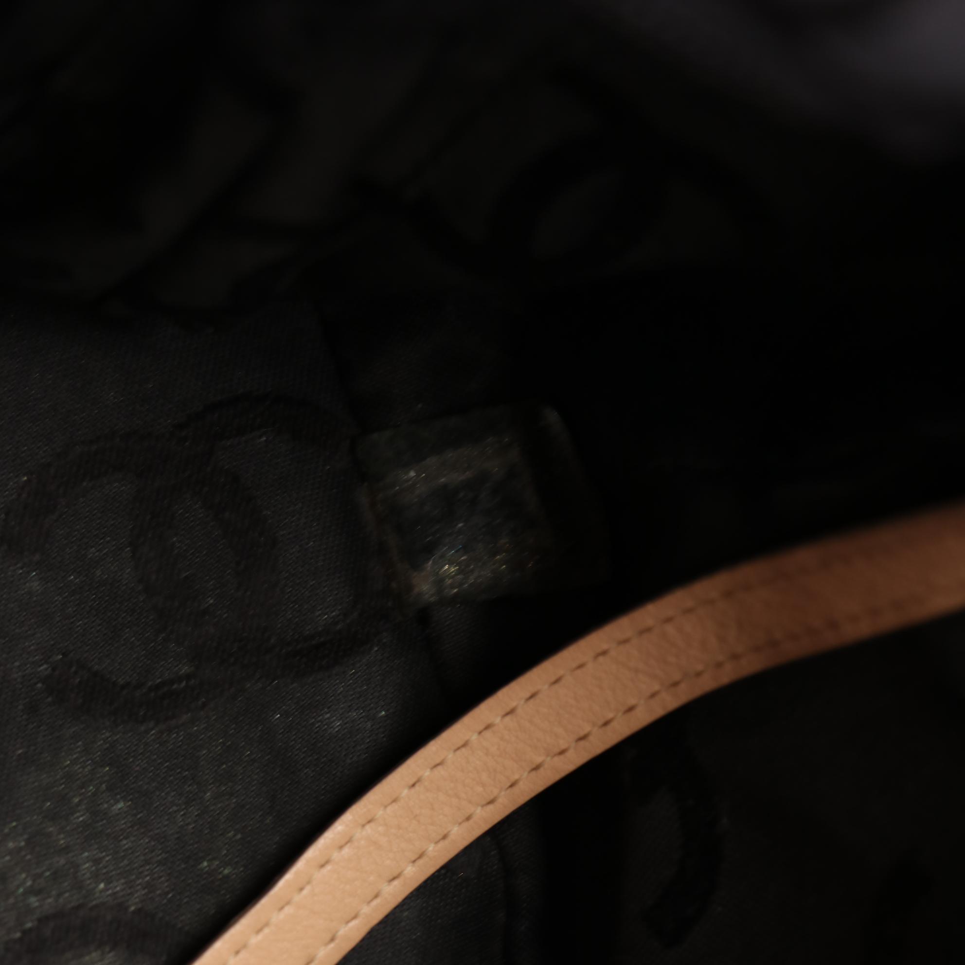 Chanel Cambon Ligne Tote Bag in Beige Quilted and Smooth Black Lambskin Leather