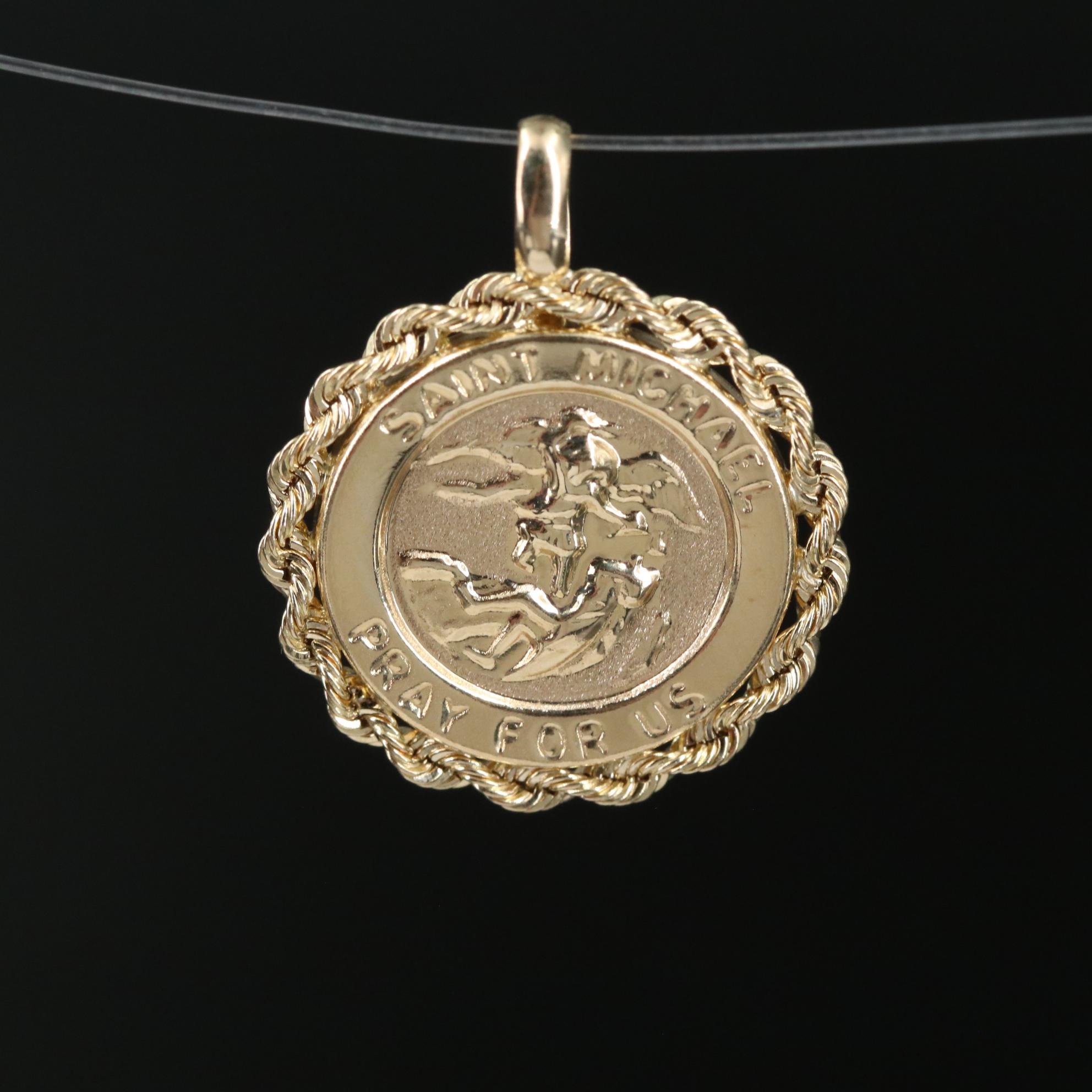10K St. Michael "Pray For Us" Pendant