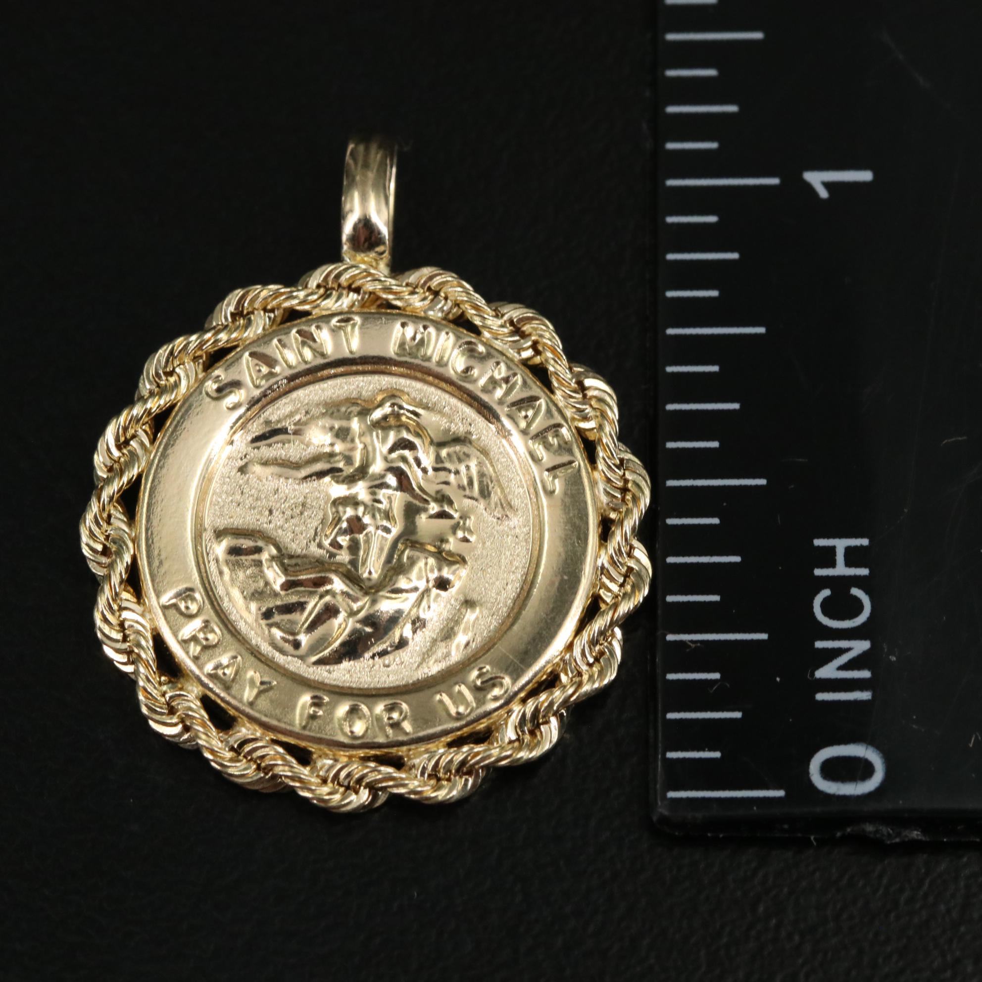 10K St. Michael "Pray For Us" Pendant