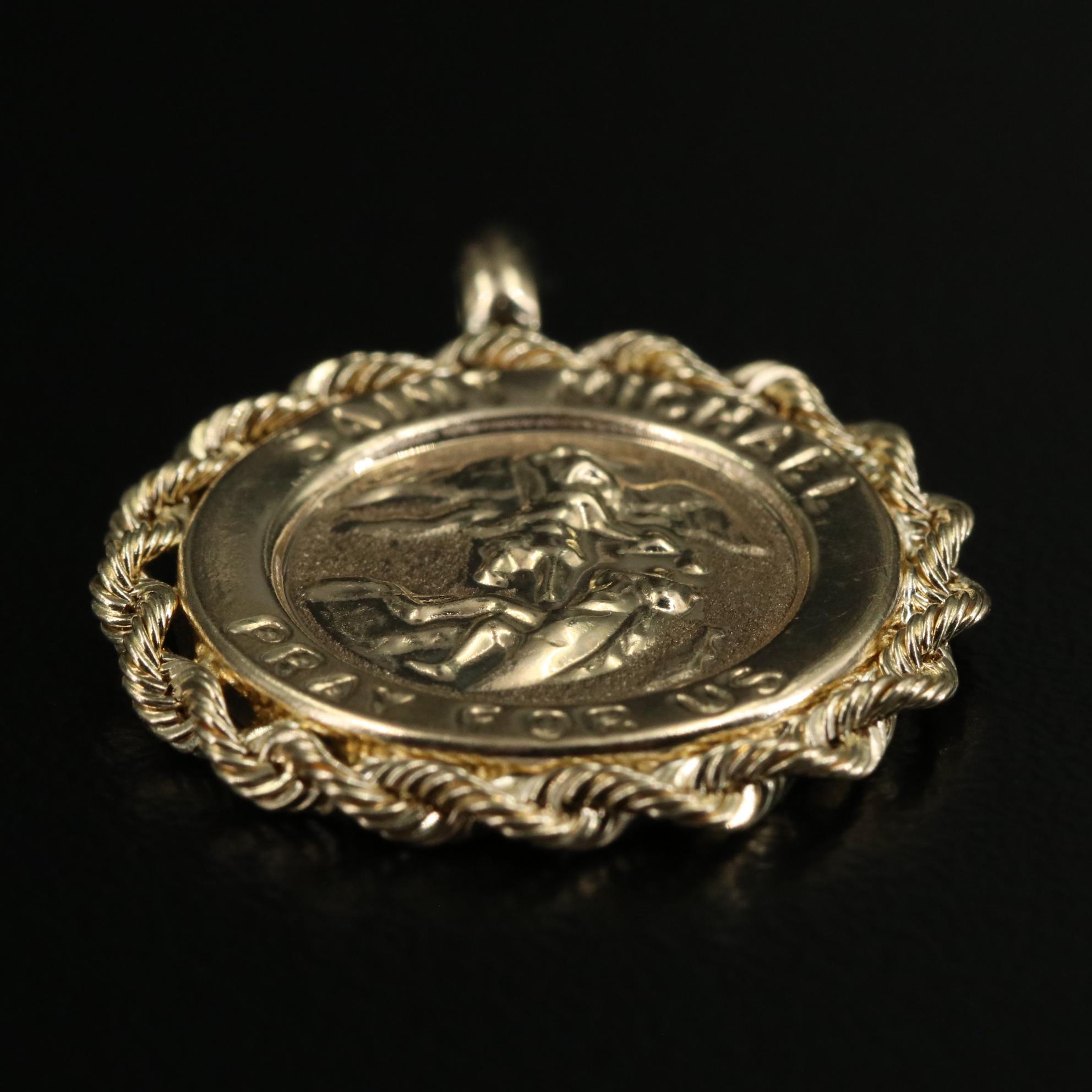 10K St. Michael "Pray For Us" Pendant