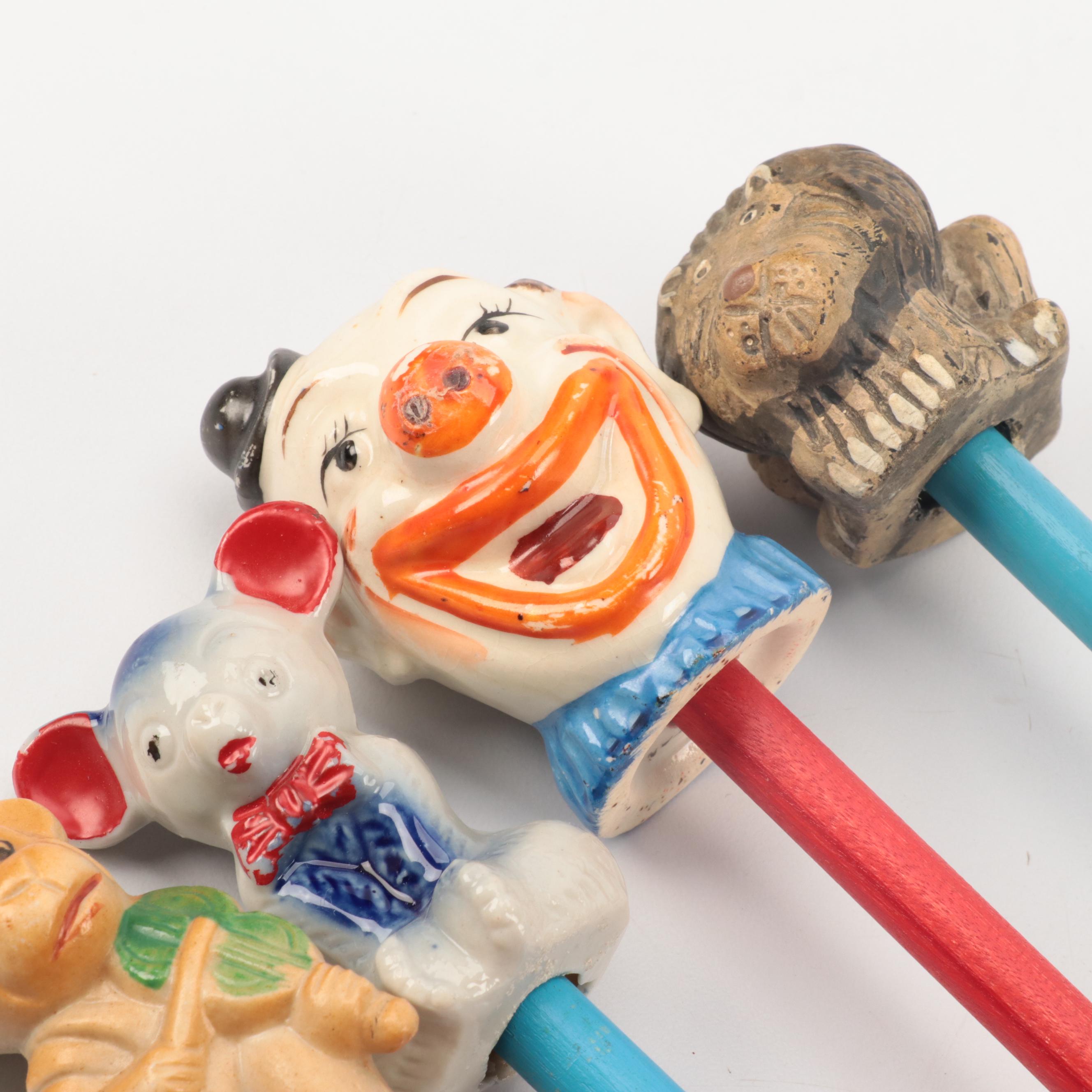 Elephant, Monkey, Pig, and More Carnival Cane Sticks, Early to Mid-20th Century